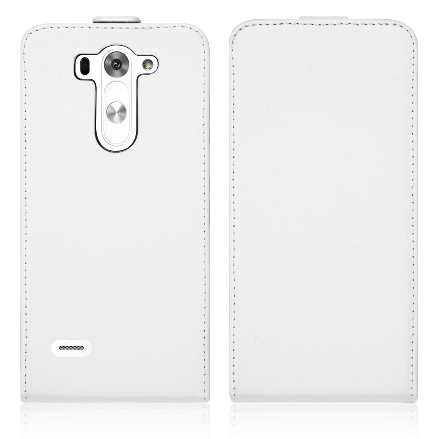 Kunst-Lederhülle für LG G3 S Flip-Case weifl + 2 Schutzfolien