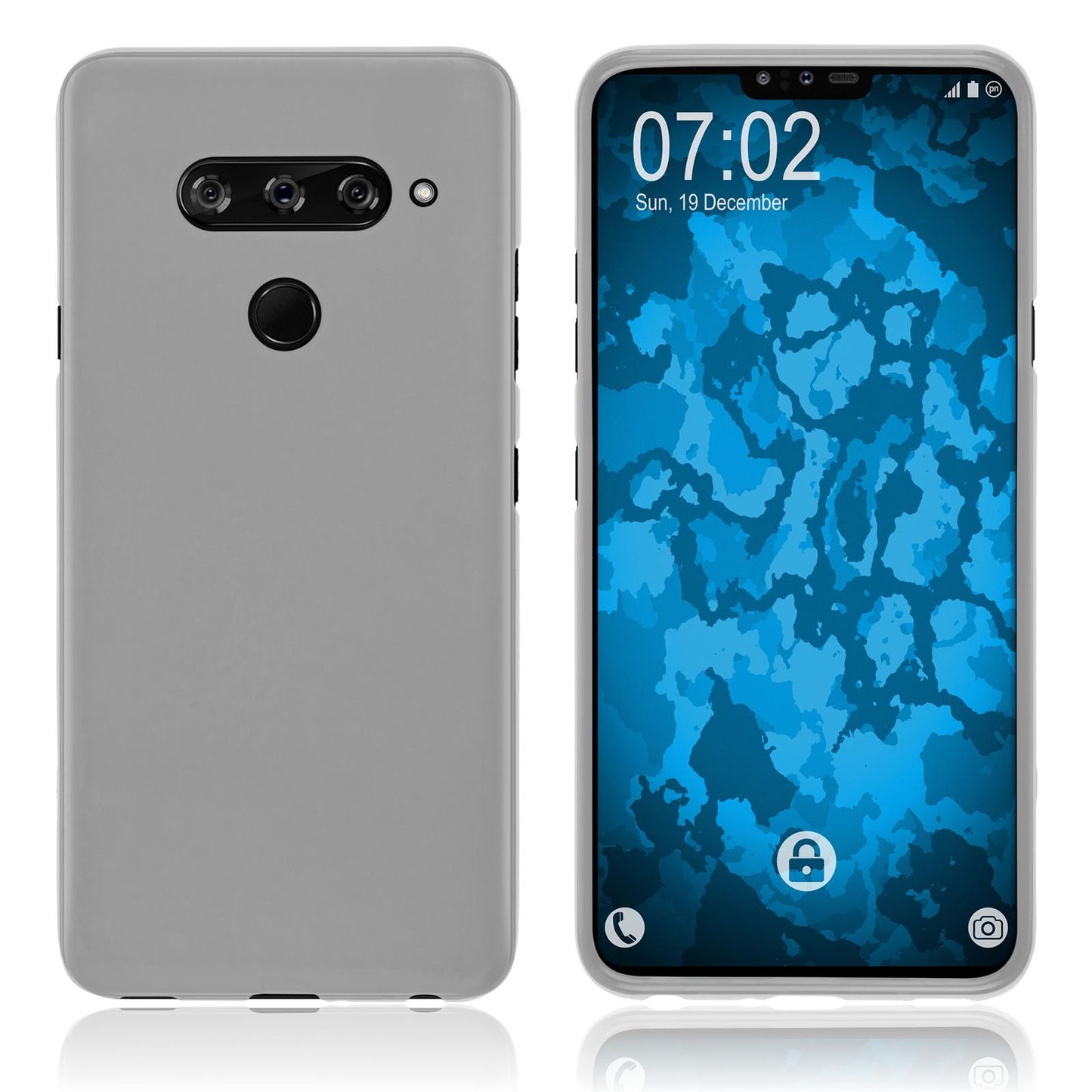 PhoneNatic Case kompatibel mit LG V40 ThinQ - transparent-weifl Silikon Hülle matt Cover