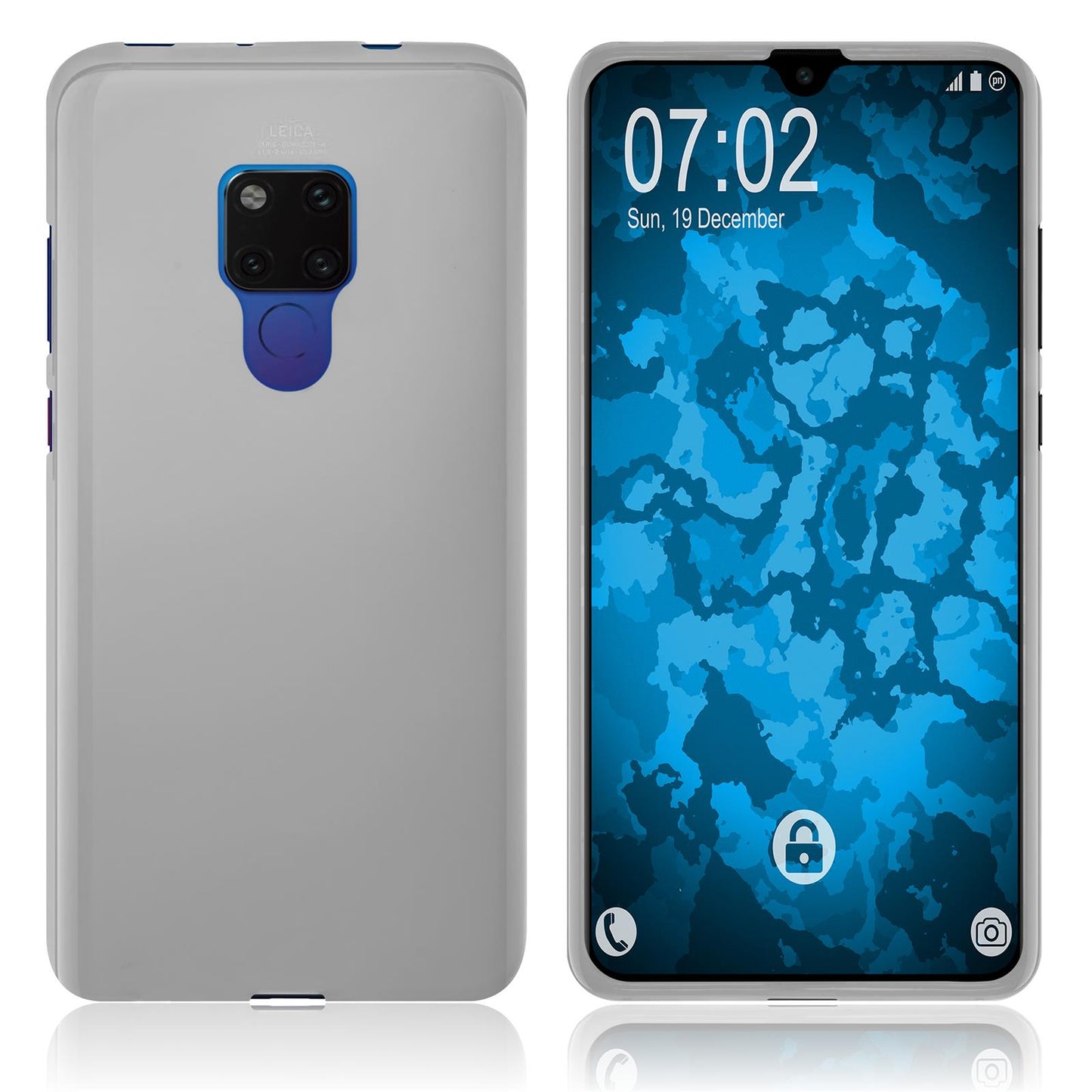 PhoneNatic Case kompatibel mit Huawei Mate 20 - transparent-weifl Silikon Hülle matt Cover
