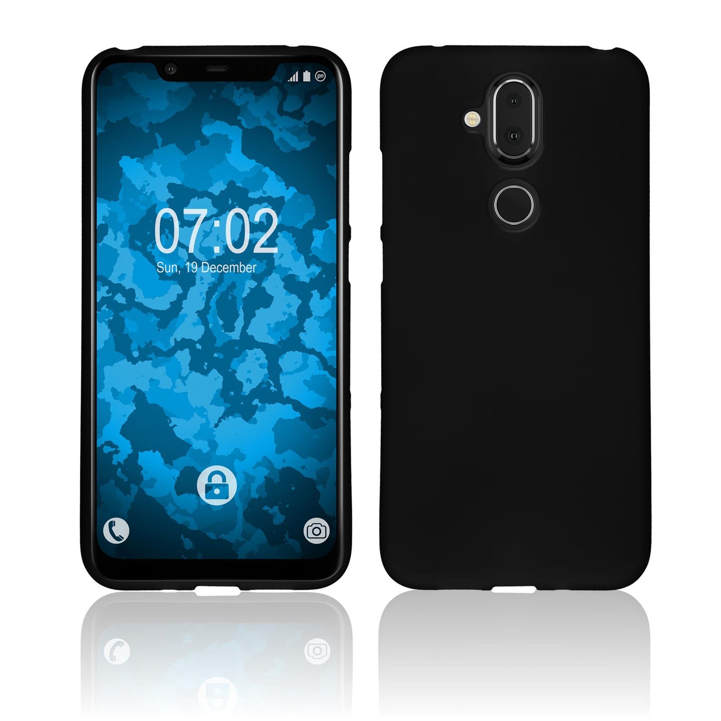 PhoneNatic Case kompatibel mit Nokia 8.1 (X7) - schwarz Silikon Hülle matt Cover