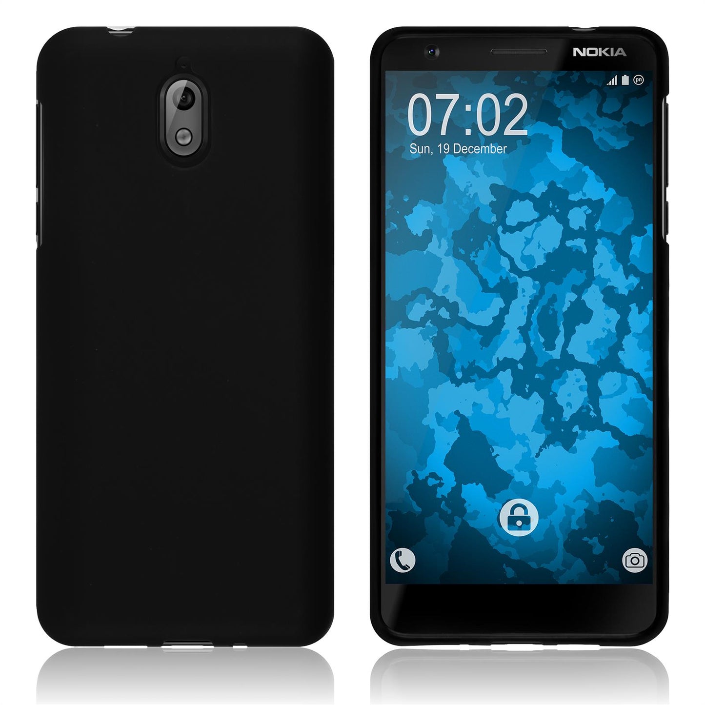 PhoneNatic Case kompatibel mit Nokia 3.1 - schwarz Silikon Hülle matt Cover