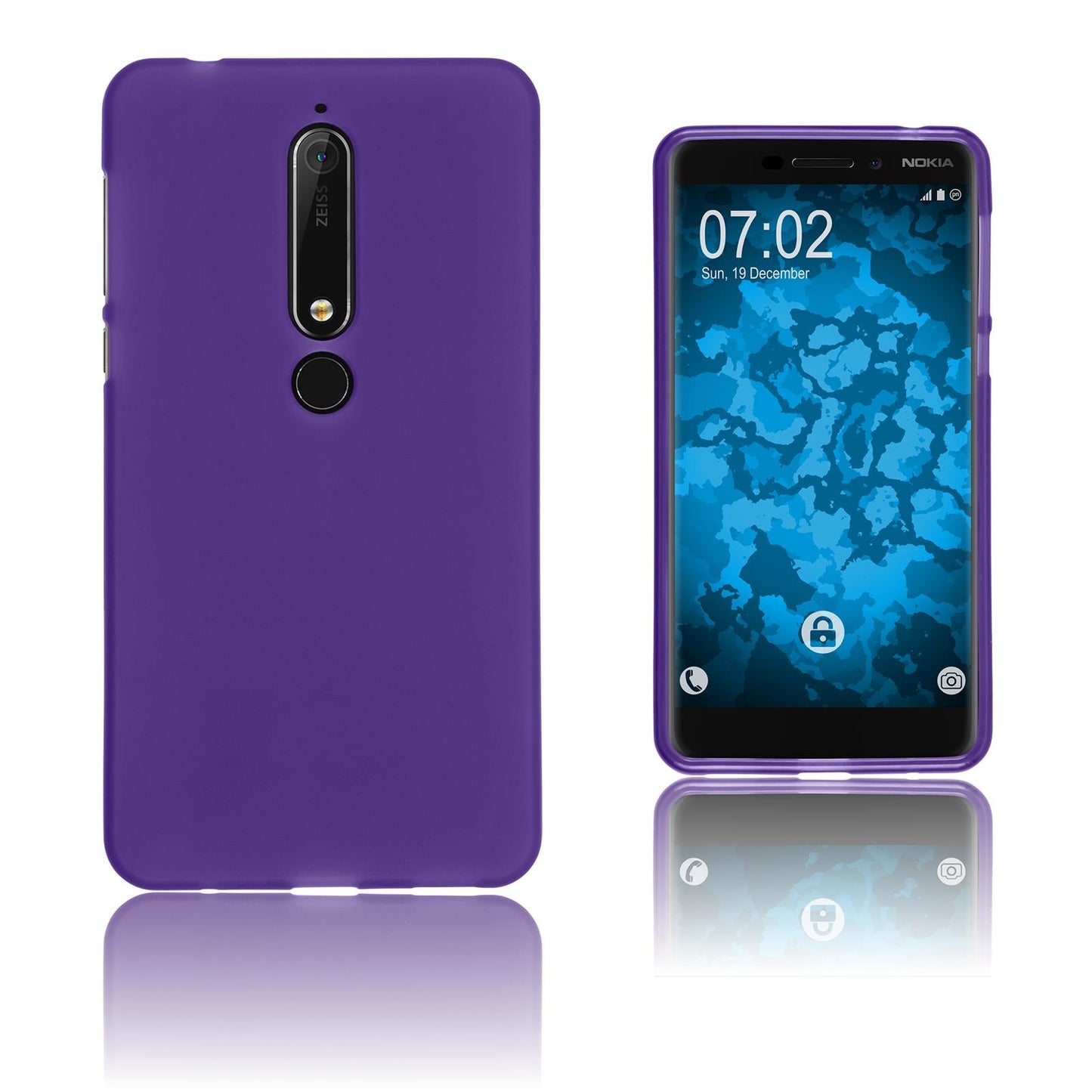 PhoneNatic Case kompatibel mit Nokia 6.1 (2018) - lila Silikon Hülle matt Cover