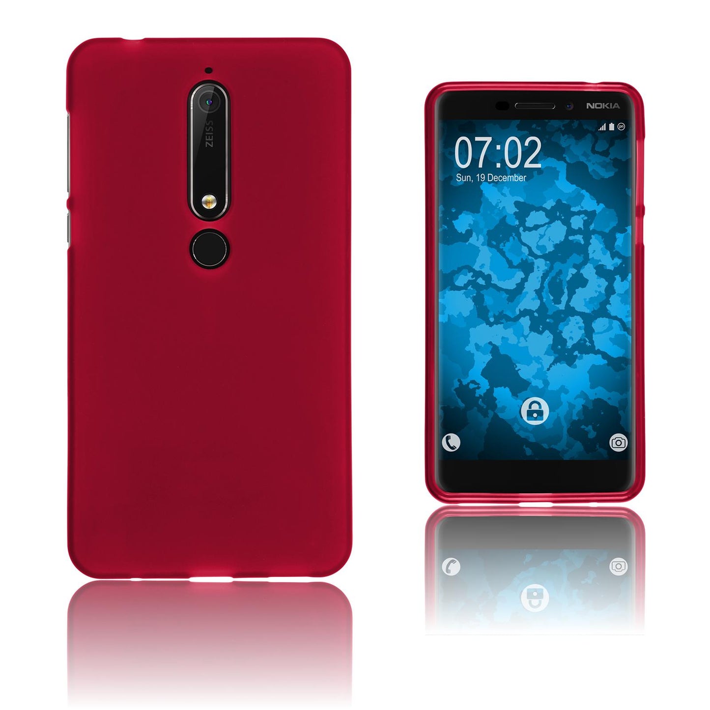 PhoneNatic Case kompatibel mit Nokia 6.1 (2018) - rot Silikon Hülle matt Cover