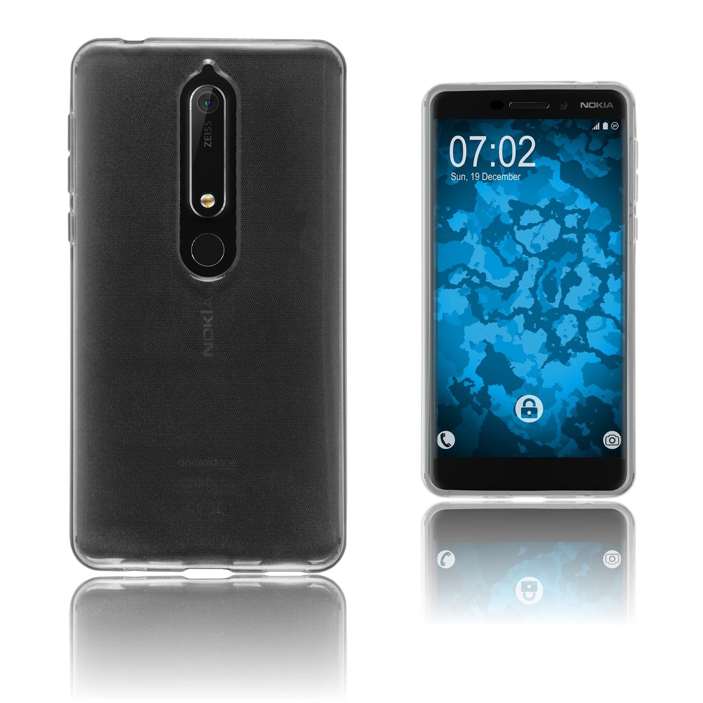 PhoneNatic Case kompatibel mit Nokia 6.1 (2018) - Crystal Clear Silikon Hülle transparent Cover