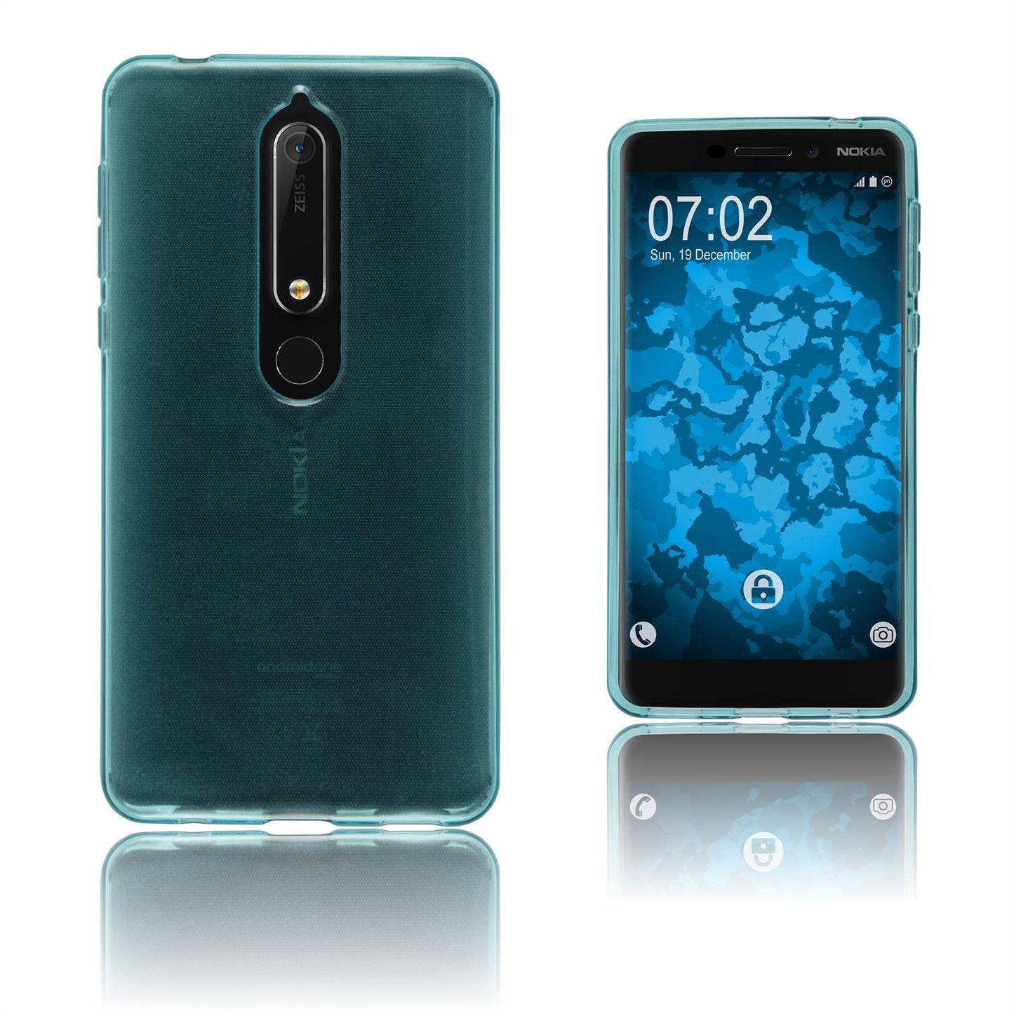 PhoneNatic Case kompatibel mit Nokia 6.1 (2018) - türkis Silikon Hülle transparent Cover