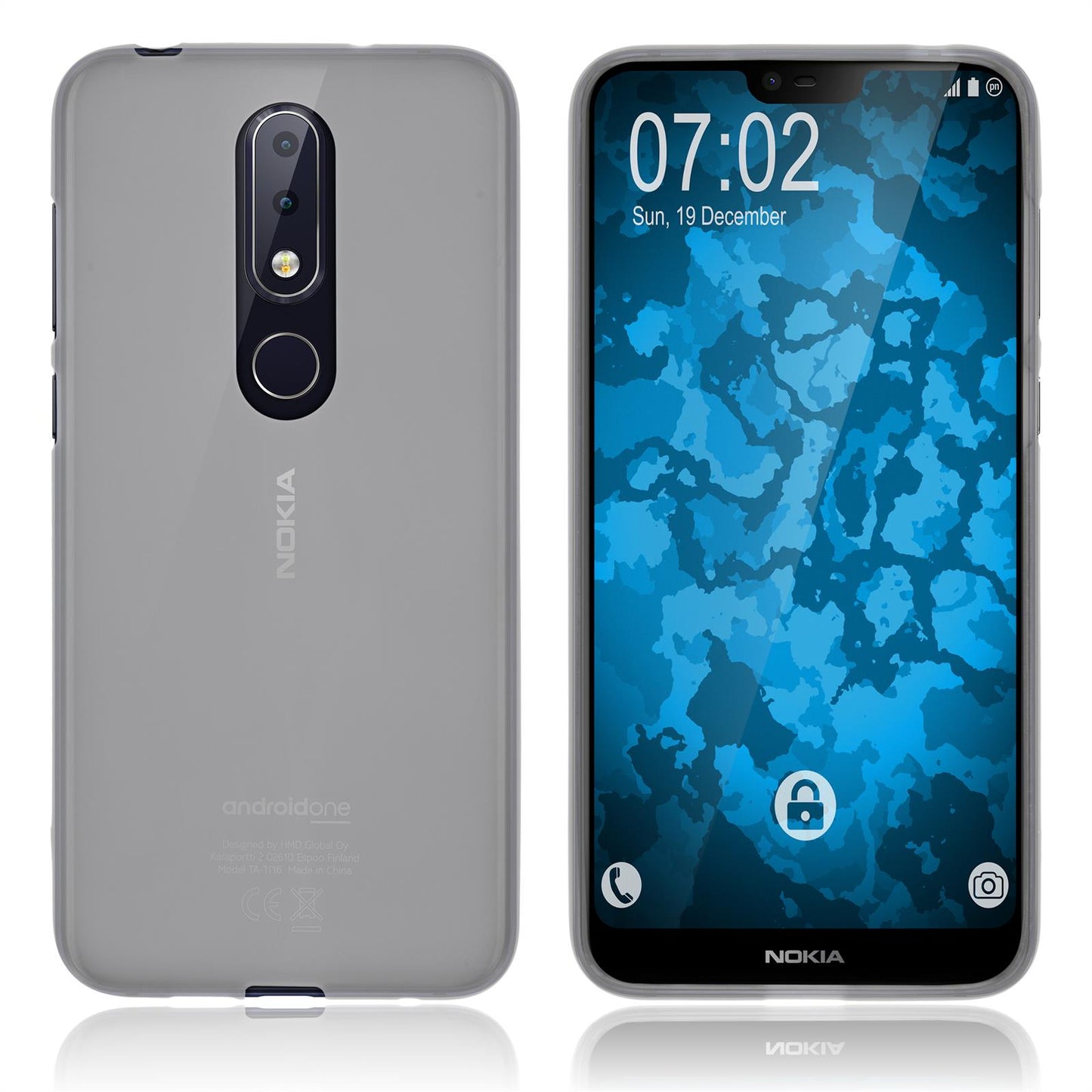 PhoneNatic Case kompatibel mit Nokia 6.1 Plus - transparent-weiß Silikon Hülle matt Cover