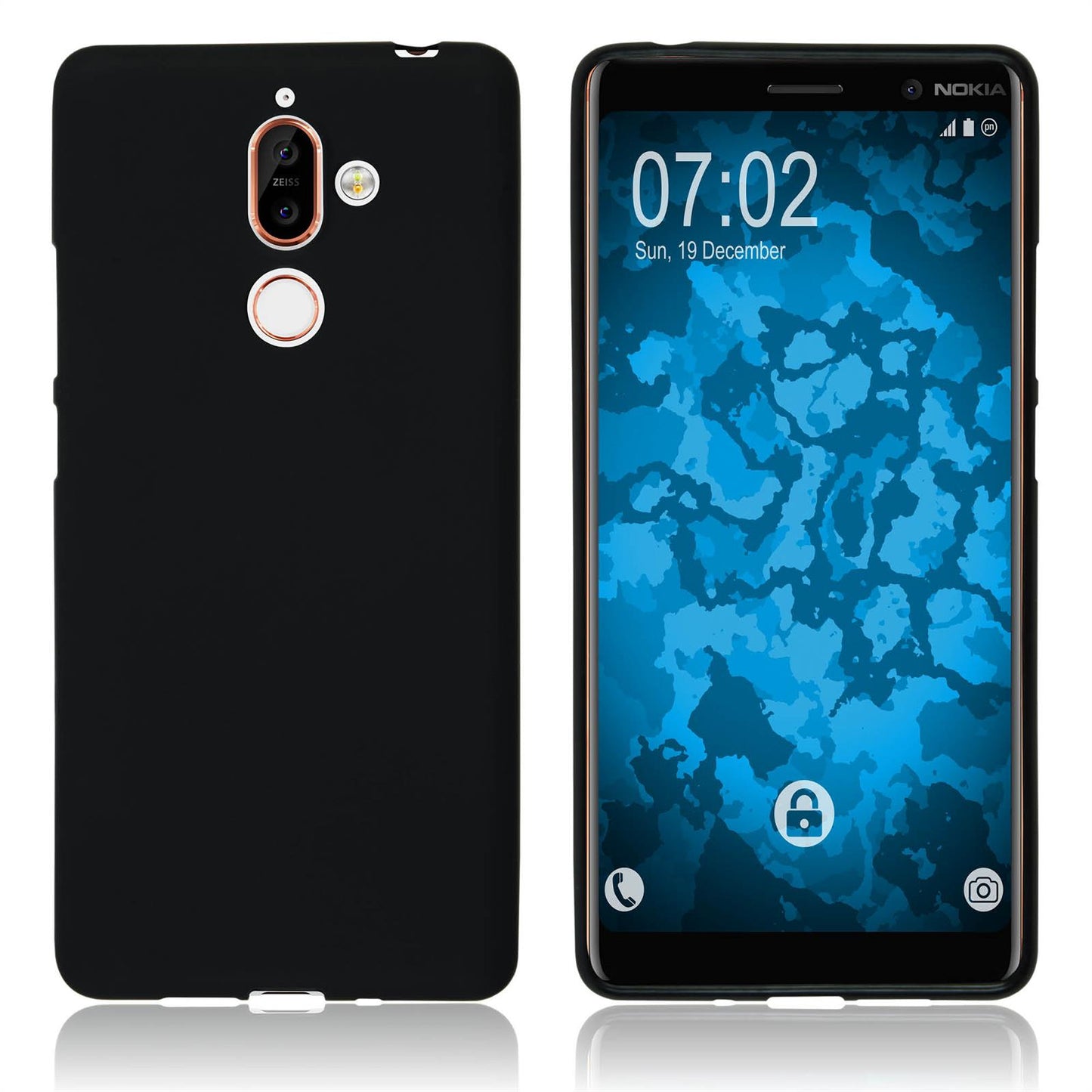 PhoneNatic Case kompatibel mit Nokia 7 Plus - schwarz Silikon Hülle matt Cover