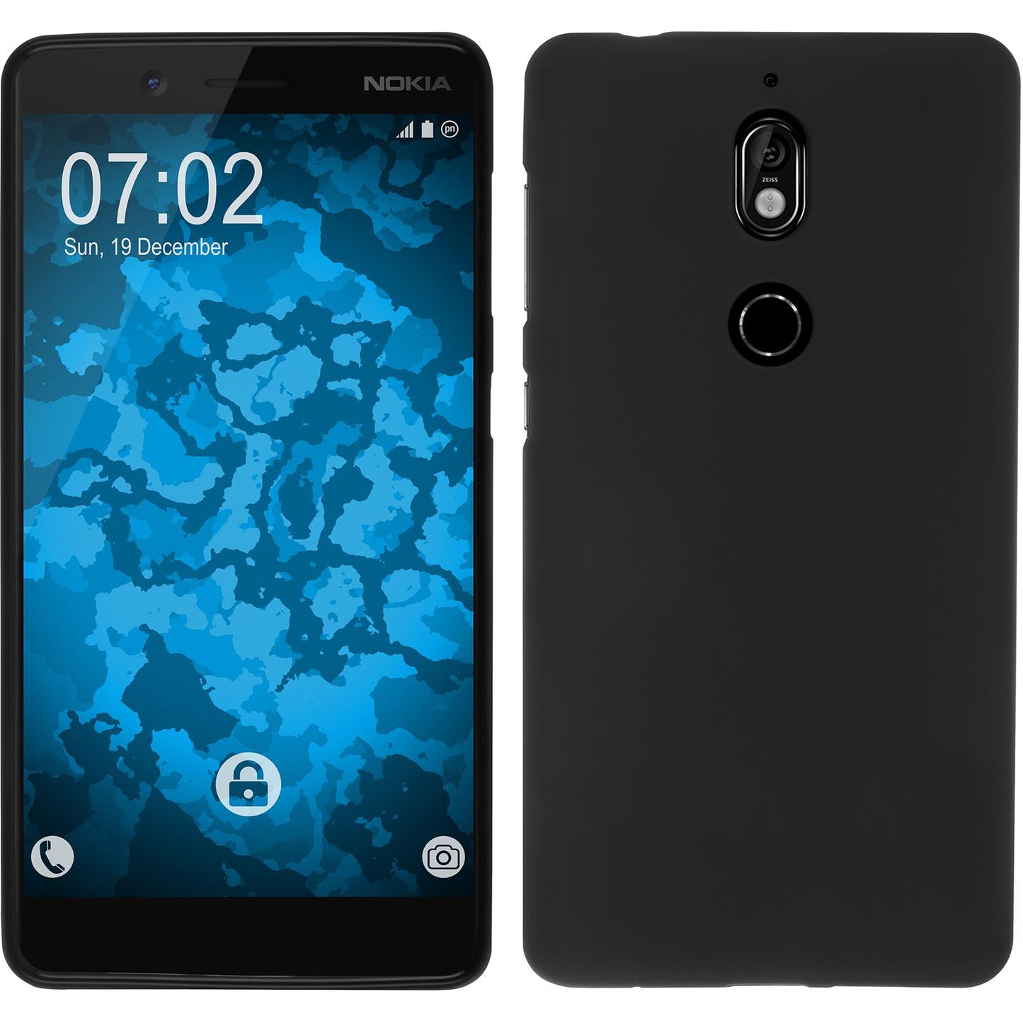 PhoneNatic Case kompatibel mit Nokia 7 - schwarz Silikon Hülle matt Cover
