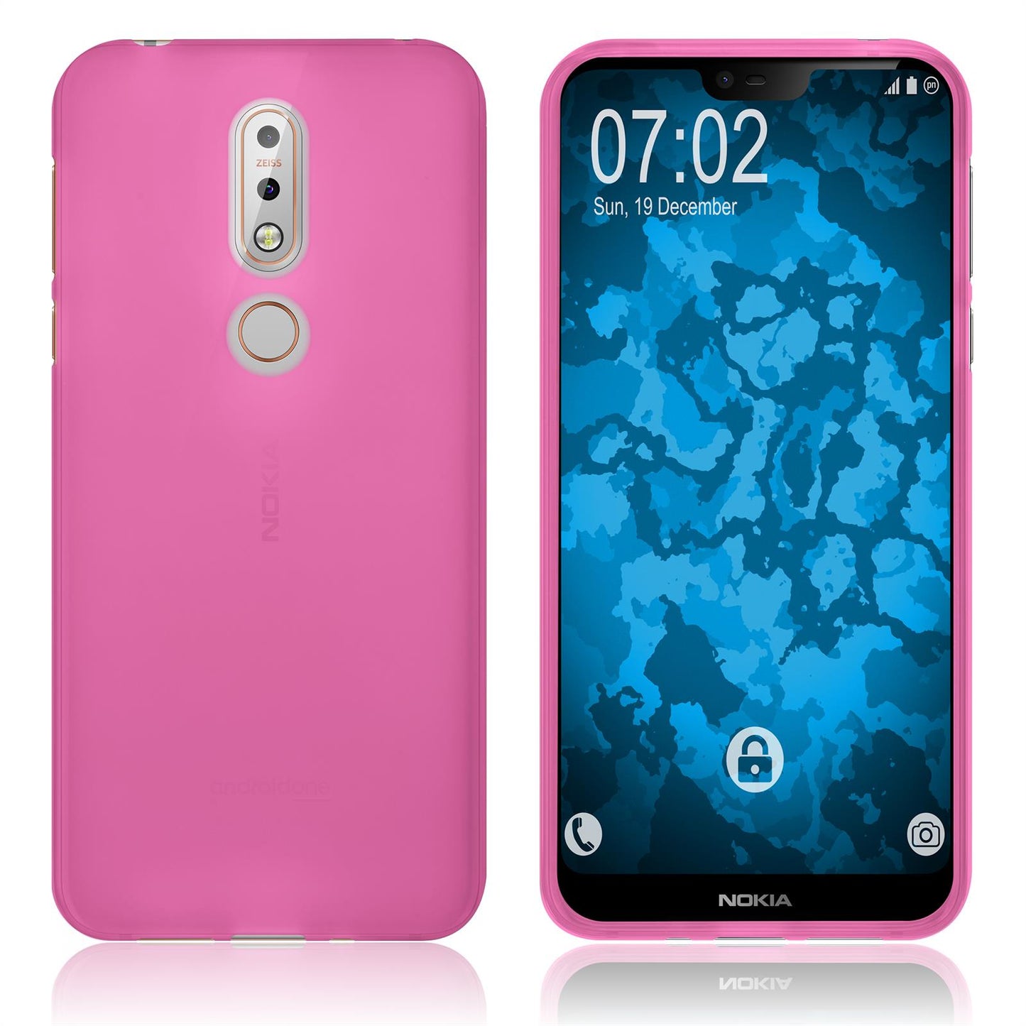 PhoneNatic Case kompatibel mit Nokia 7.1 - pink Silikon Hülle matt Cover