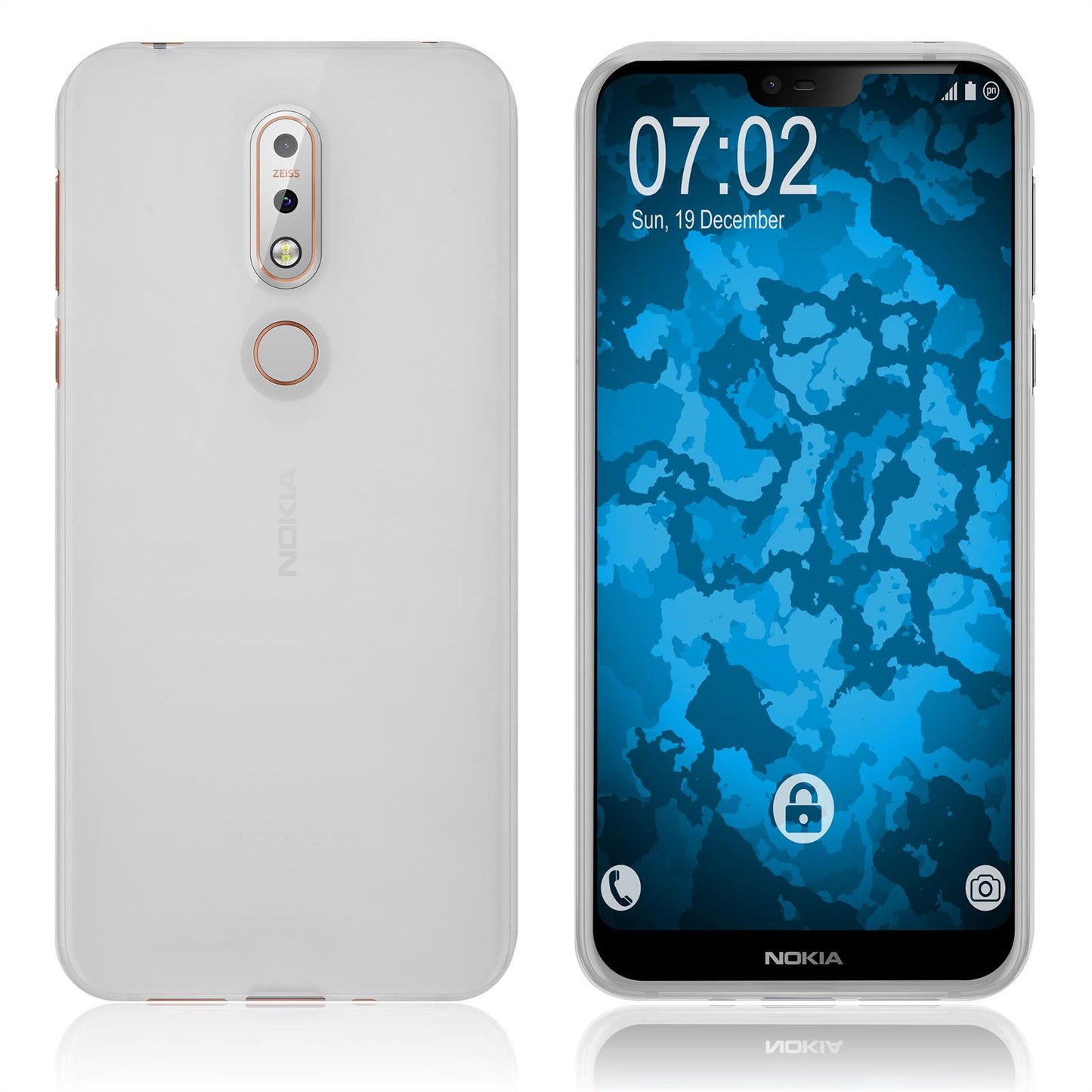 PhoneNatic Case kompatibel mit Nokia 7.1 - transparent-weifl Silikon Hülle matt Cover