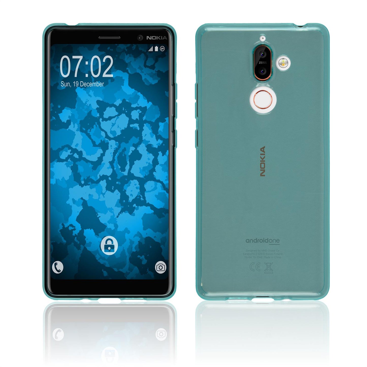 PhoneNatic Case kompatibel mit Nokia 7 Plus - türkis Silikon Hülle transparent Cover