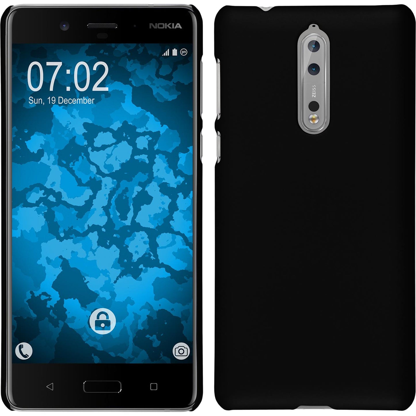 Hardcase für Nokia 8 gummiert schwarz