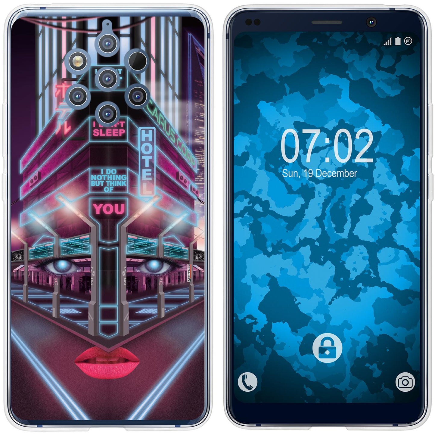 Nokia 9 PureView Silikon-Hülle Retro Wave Cyberpunk.02 M5 Ca