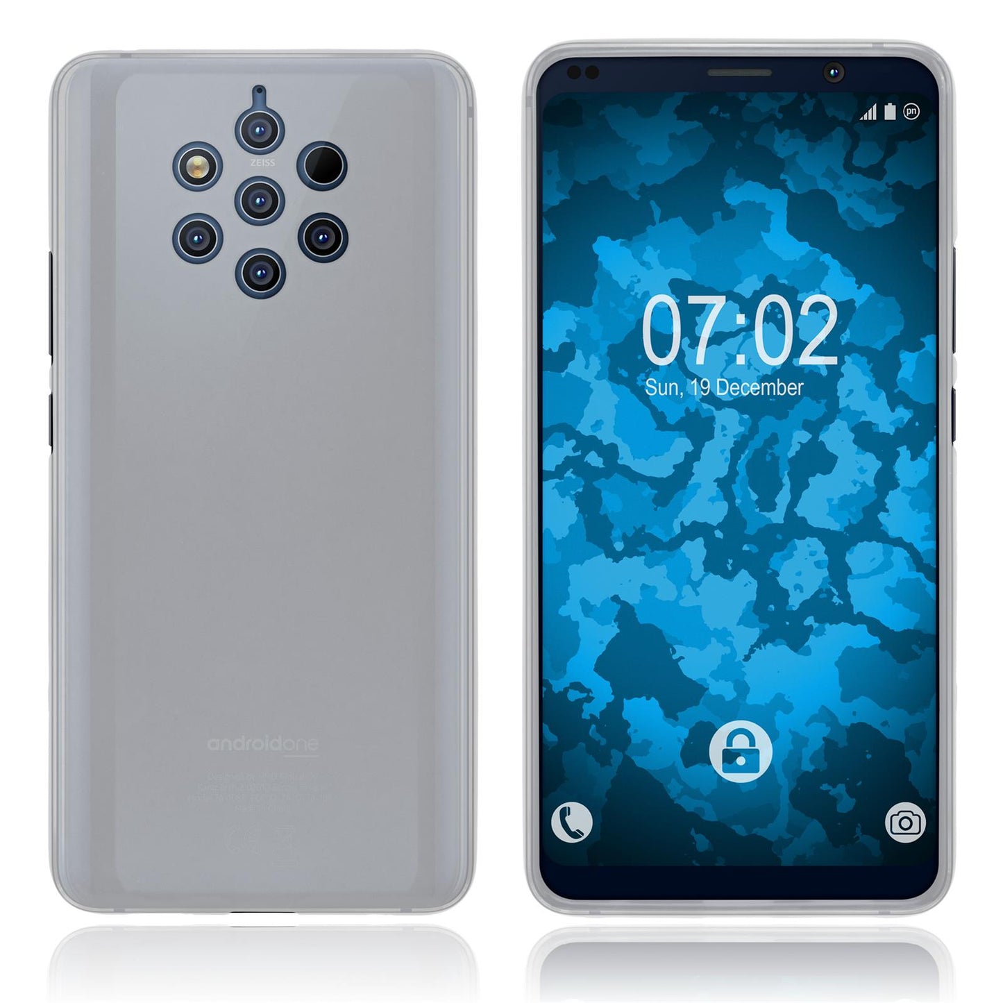 PhoneNatic Case kompatibel mit Nokia 9 PureView - transparent-weiß Silikon Hülle matt Cover