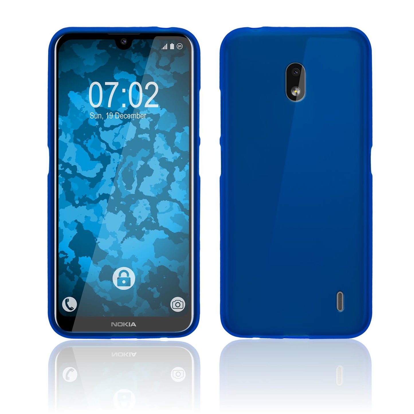 PhoneNatic Case kompatibel mit Nokia 2.2 - blau Silikon Hülle matt + 2 Schutzfolien