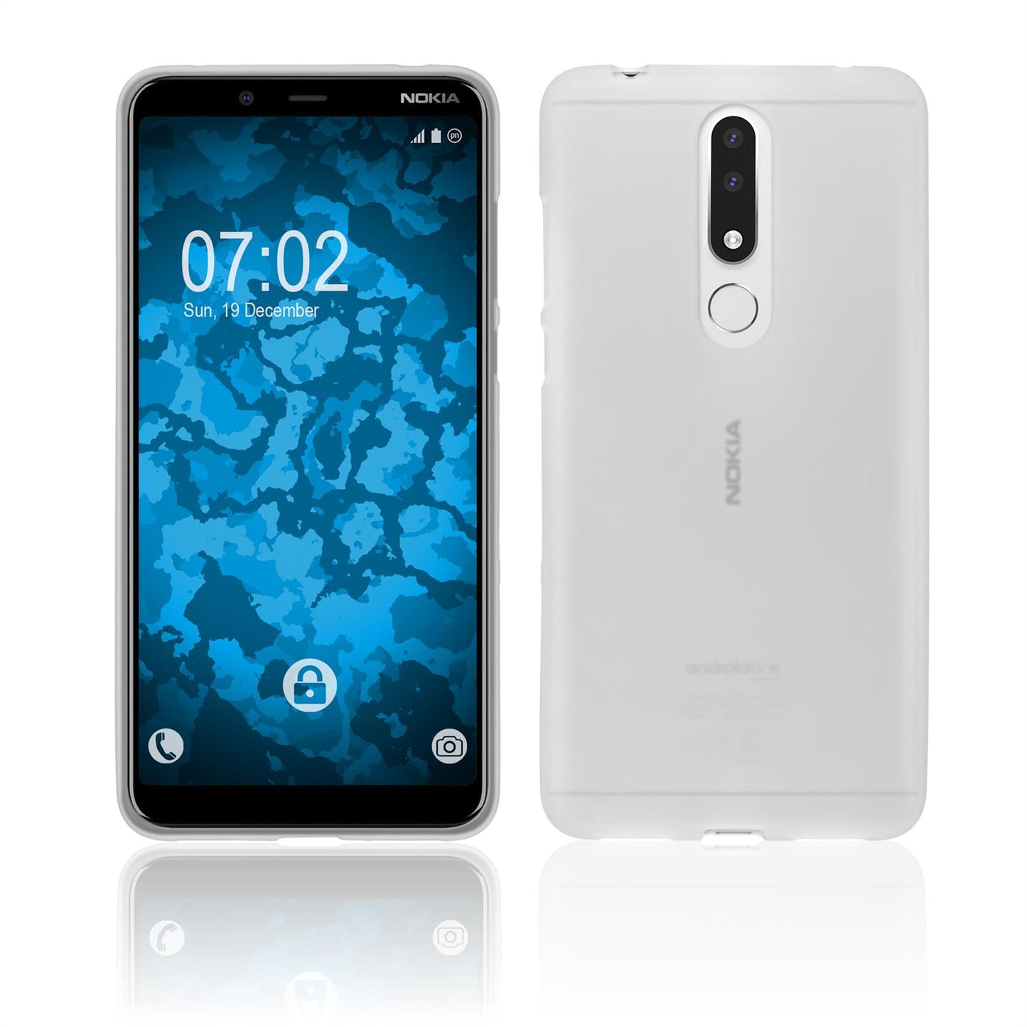 PhoneNatic Case kompatibel mit Nokia 3.1 Plus - transparent-weiß Silikon Hülle matt Cover