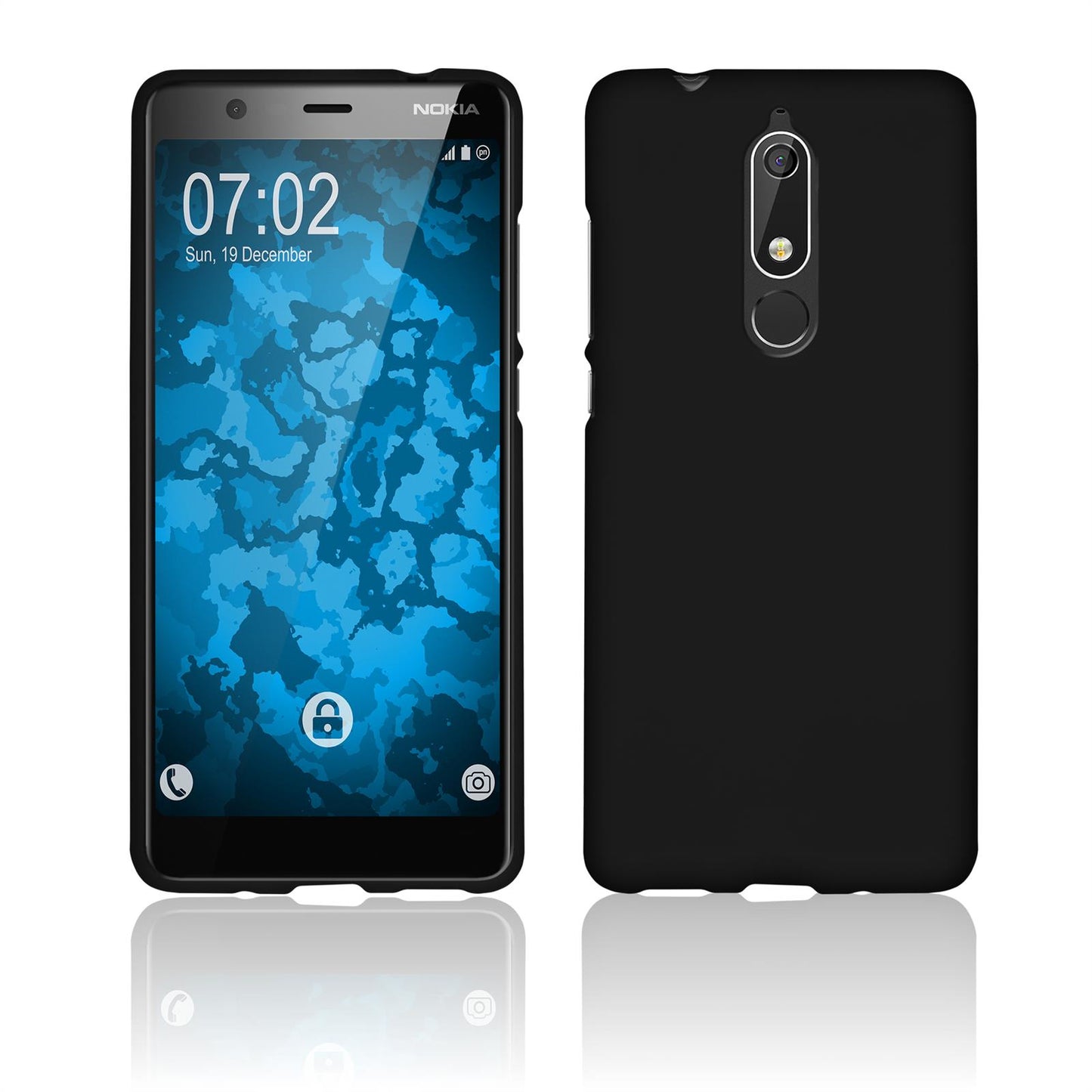 PhoneNatic Case kompatibel mit Nokia 5.1 - schwarz Silikon Hülle matt Cover