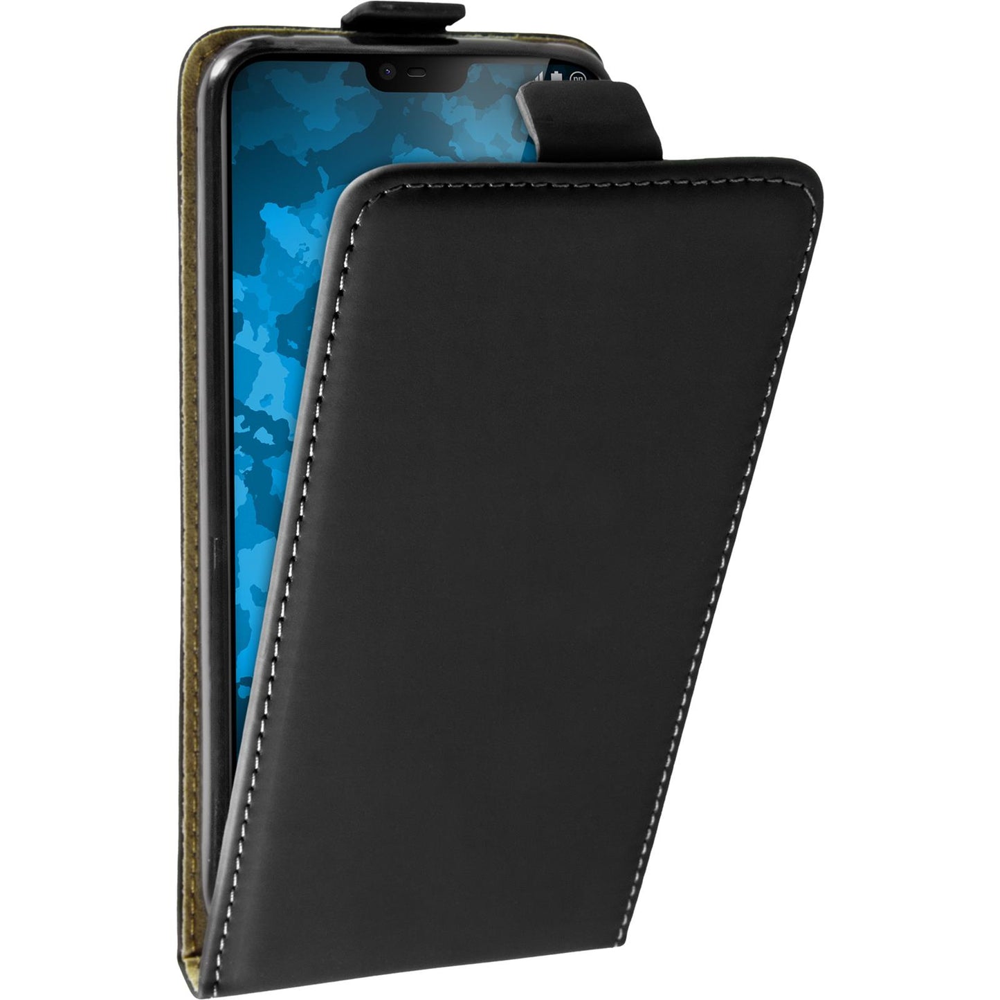 Kunst-Lederhülle für Nokia 7.1 Flip-Case schwarz Cover