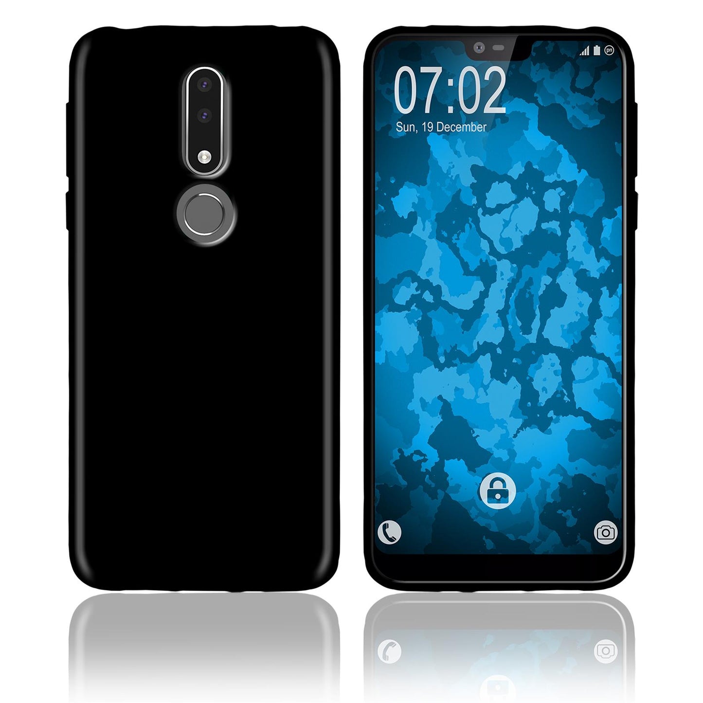 PhoneNatic Case kompatibel mit Nokia 7.1 - schwarz Silikon Hülle Cover