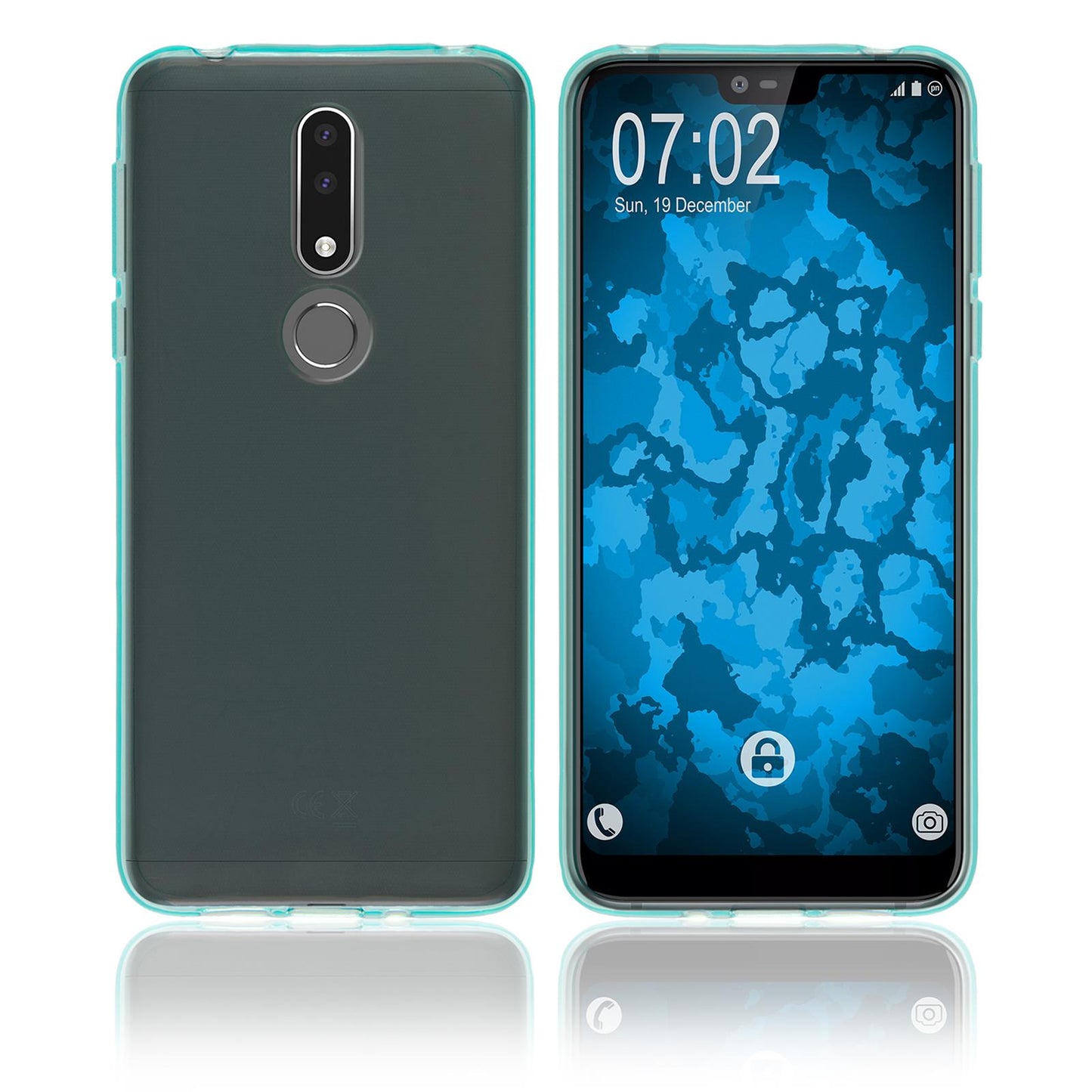 PhoneNatic Case kompatibel mit Nokia 7.1 - türkis Silikon Hülle transparent Cover
