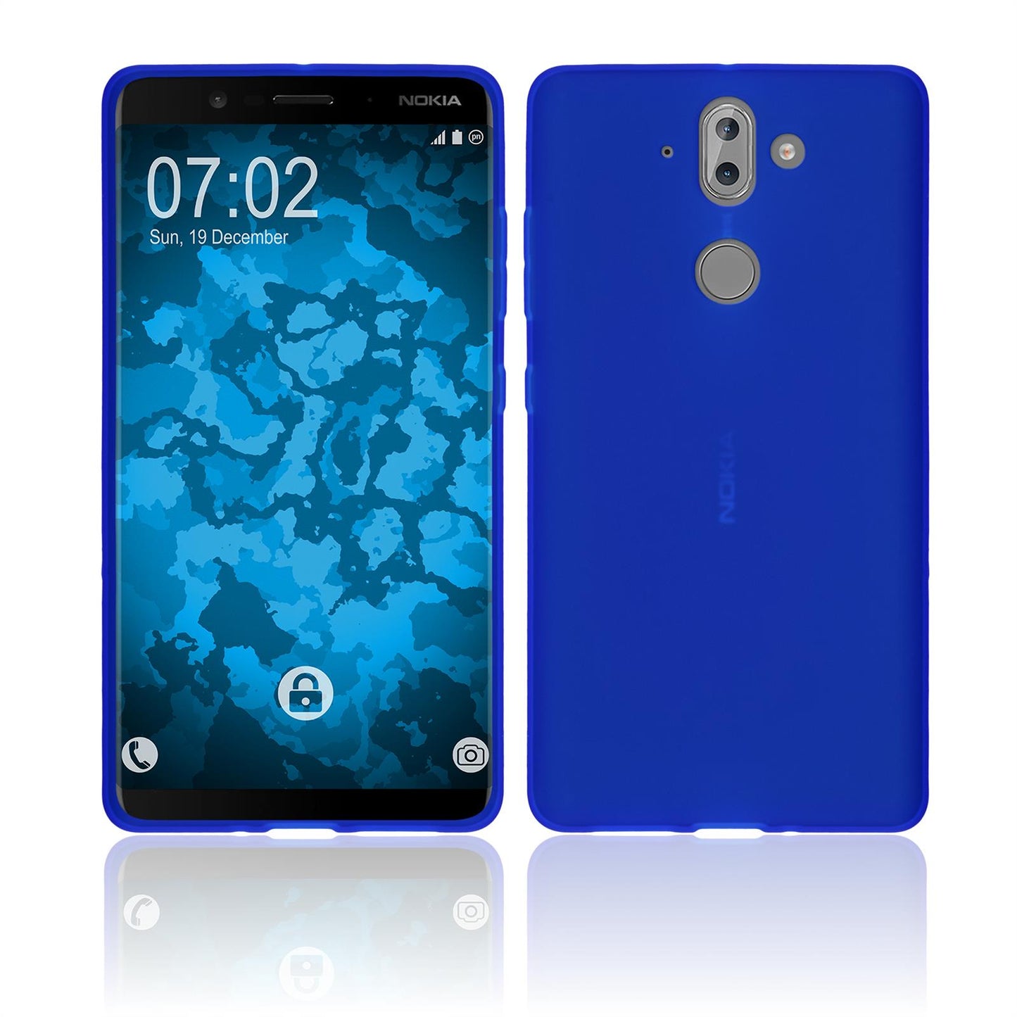 PhoneNatic Case kompatibel mit Nokia 9 - blau Silikon Hülle matt Cover