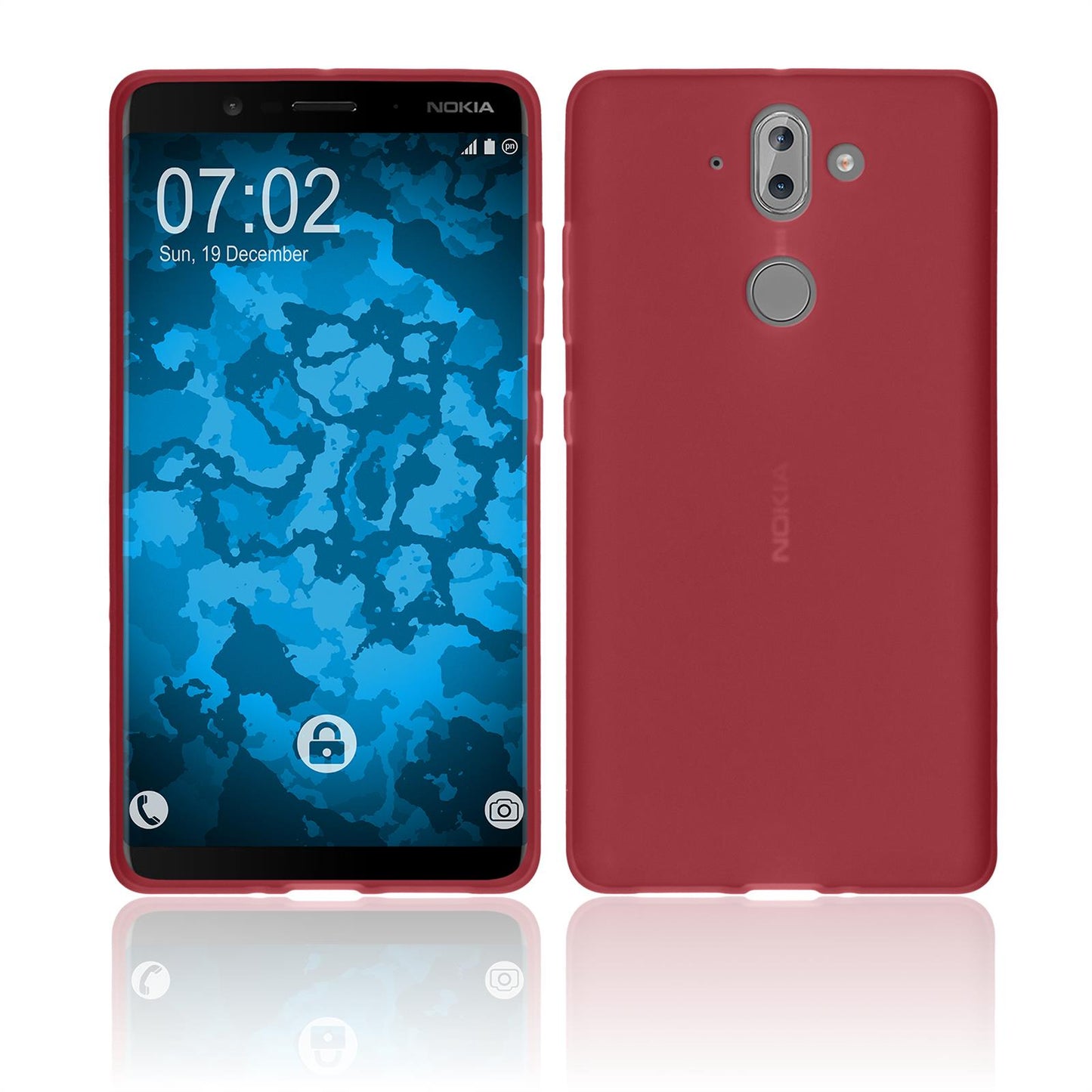 PhoneNatic Case kompatibel mit Nokia 9 - rot Silikon Hülle matt Cover