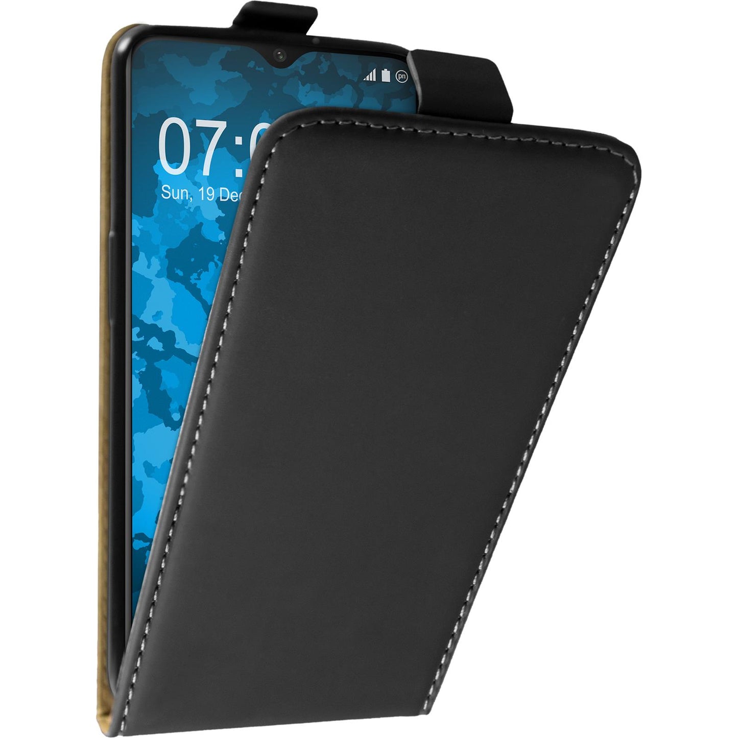Kunst-Lederhülle für OnePlus 6T Flip-Case schwarz Cover
