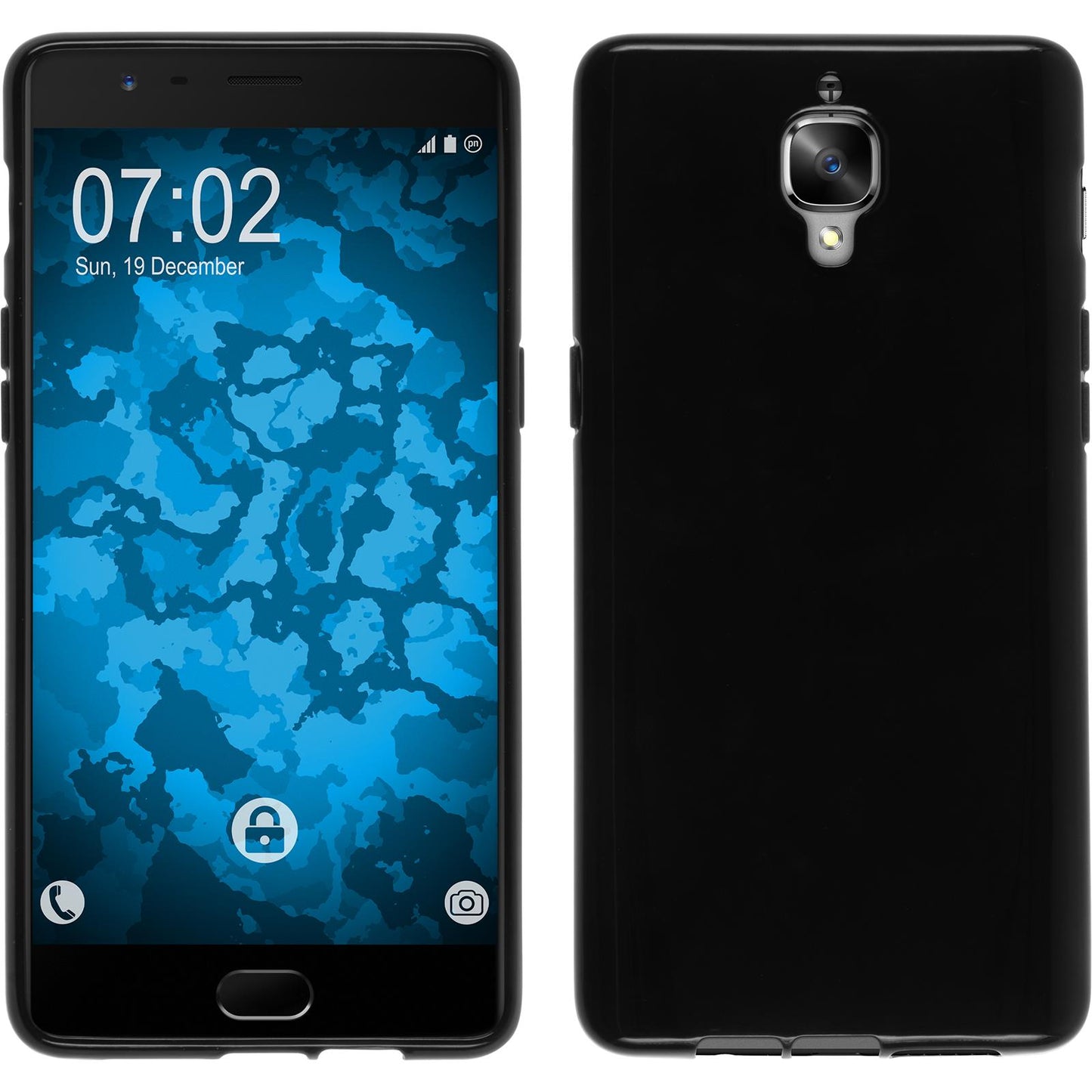 PhoneNatic Case kompatibel mit OnePlus 3T - schwarz Silikon Hülle + 2 Schutzfolien