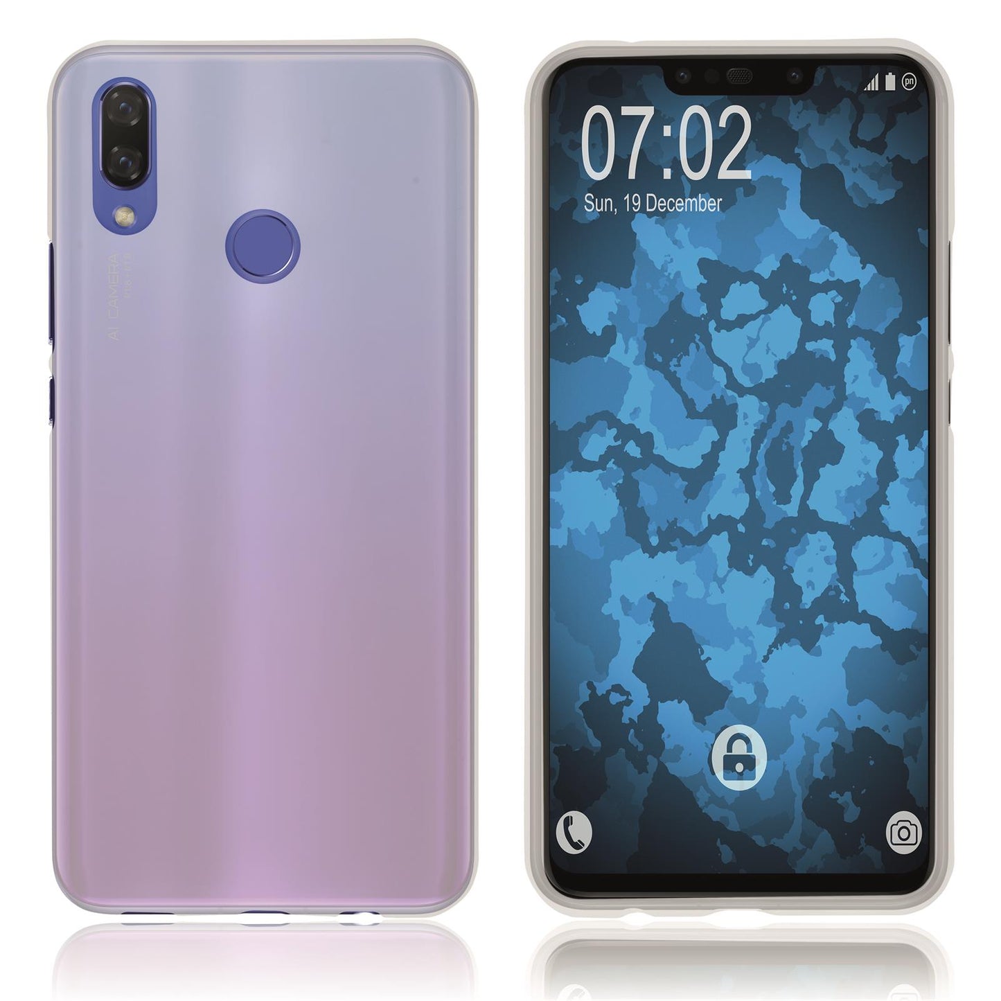 PhoneNatic Case kompatibel mit Huawei P Smart+ - transparent-weifl Silikon Hülle matt Cover