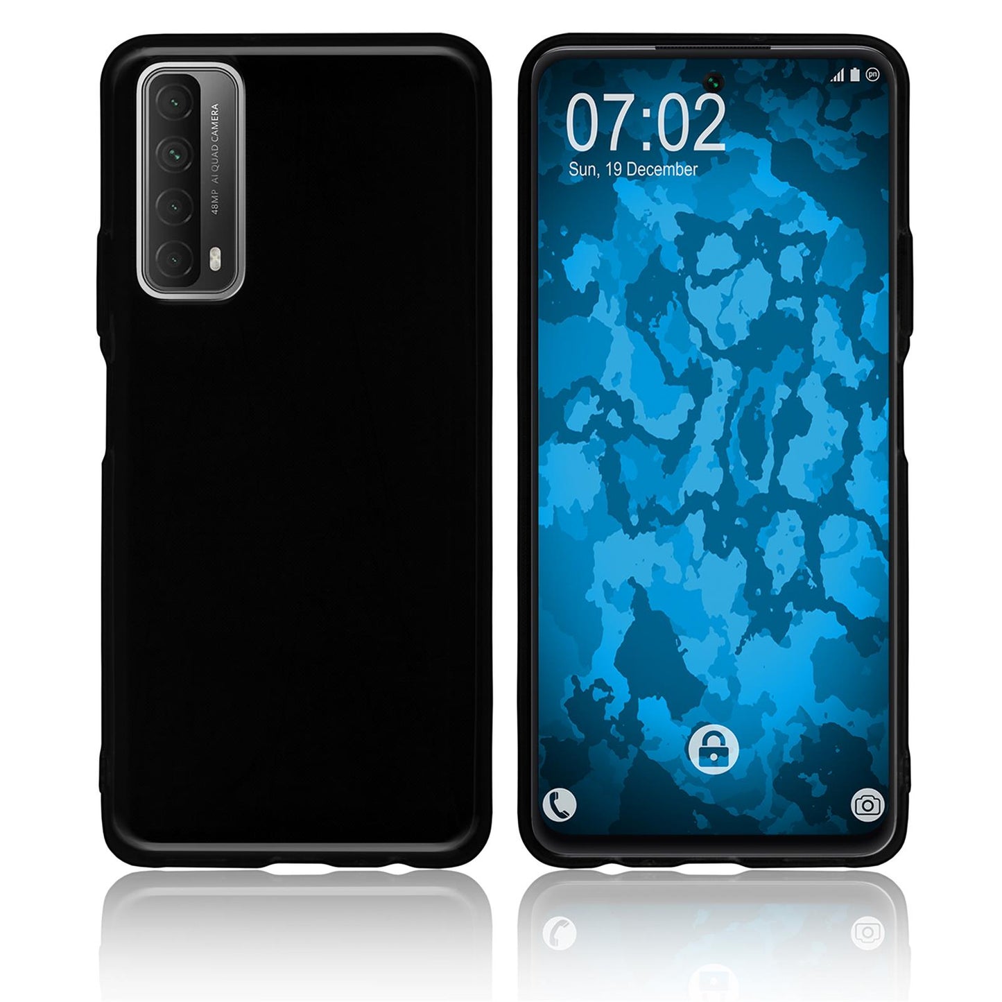 PhoneNatic Case kompatibel mit Huawei P Smart 2021 - schwarz Silikon Hülle Cover