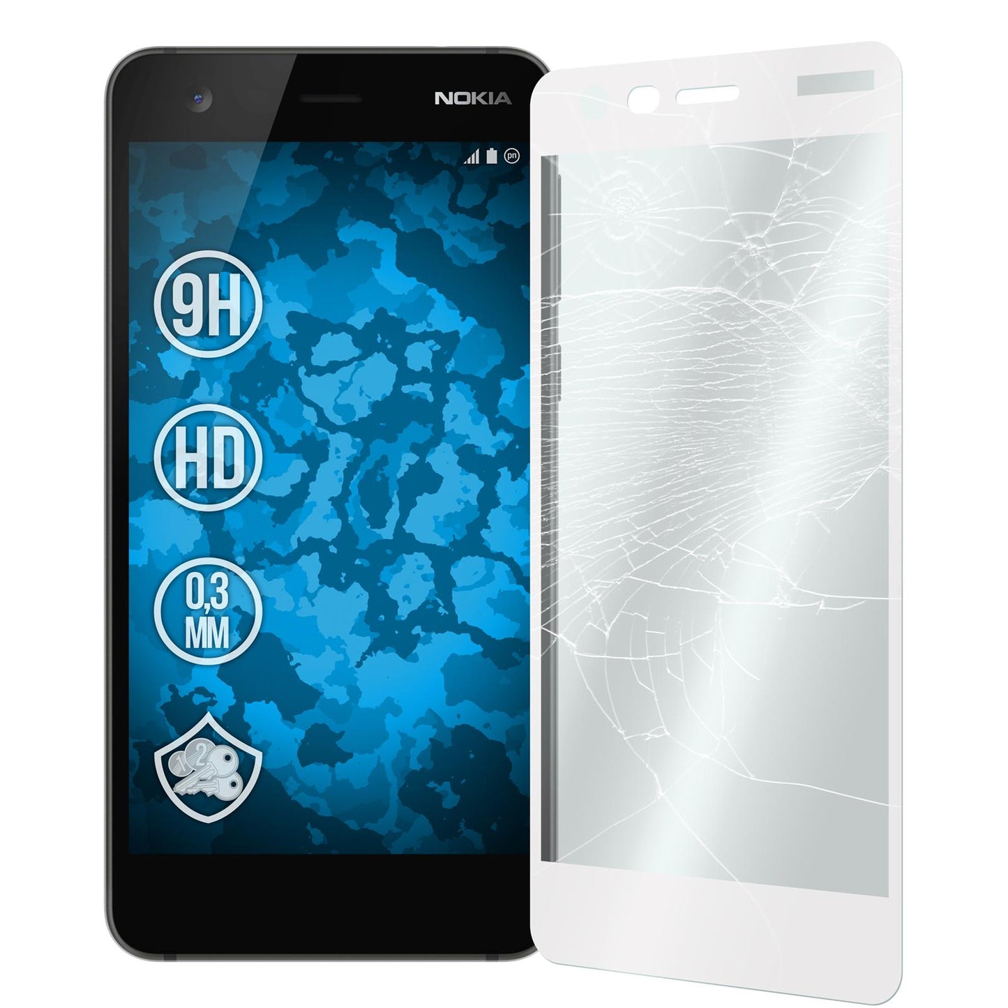 1 x Nokia 2 Glas-Displayschutzfolie klar full-screen weifl