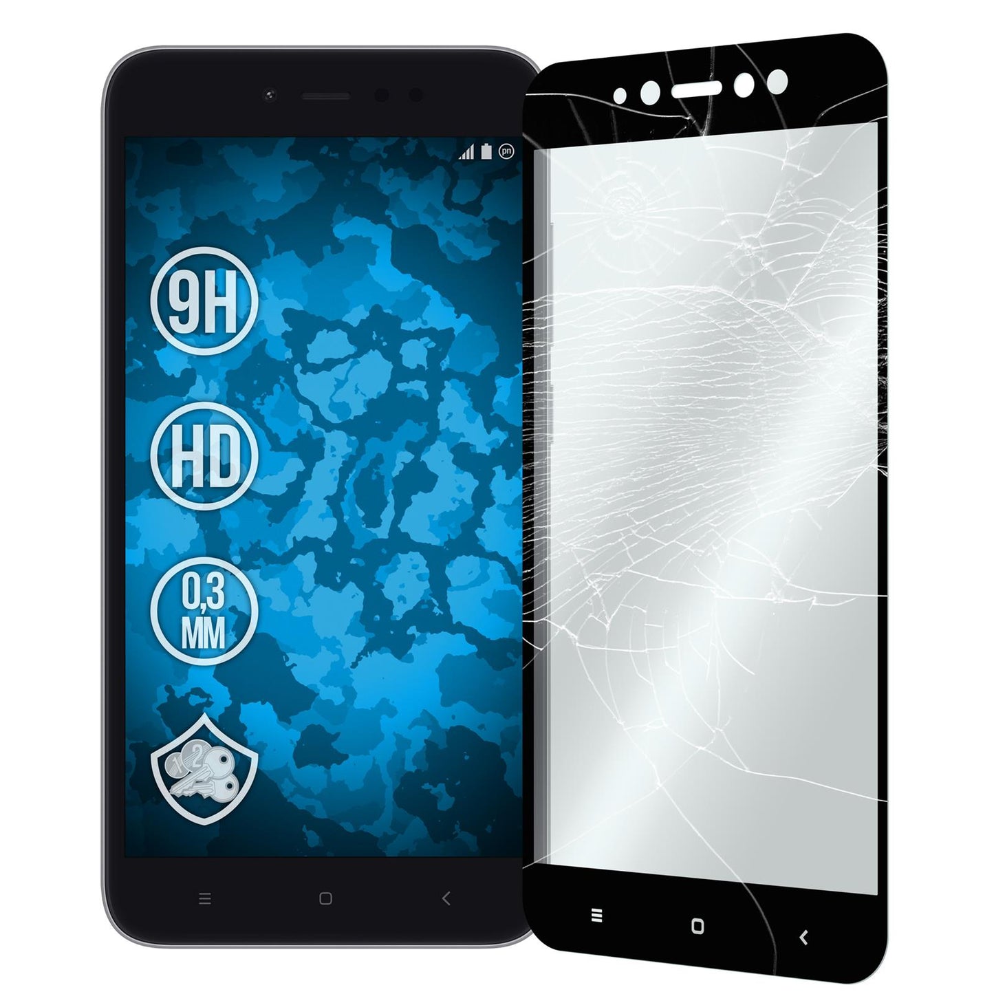 2 x Xiaomi Redmi Y1 Lite Glas-Displayschutzfolie klar full-s