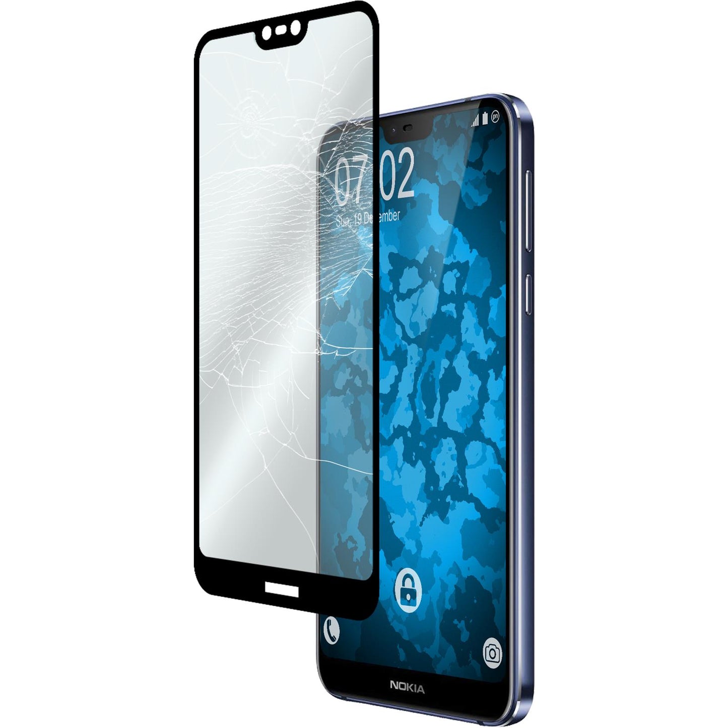 1 x Nokia 7.1 Glas-Displayschutzfolie klar full-screen schw