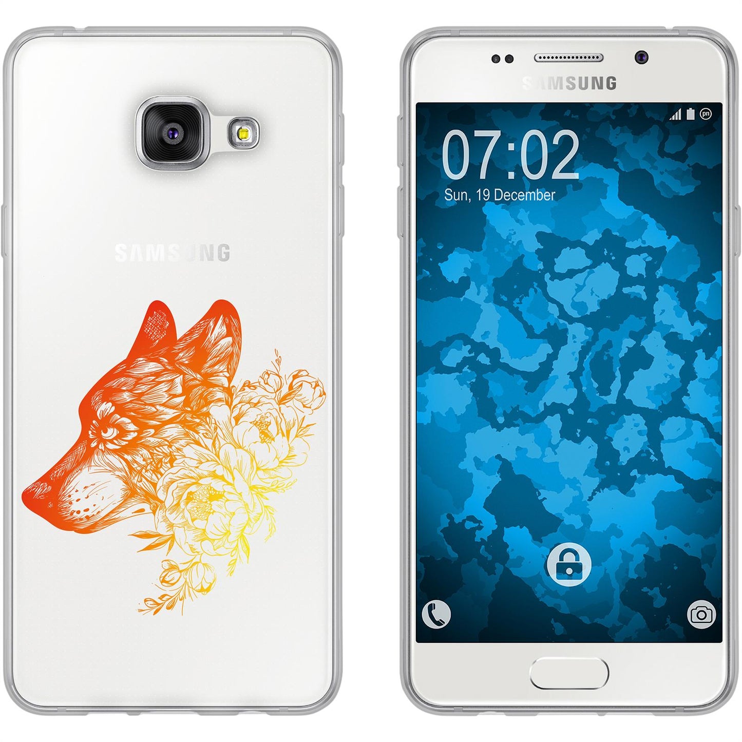 Galaxy A3 (2016) A310 Silikon-Hülle Floral Wolf M3-2 Case