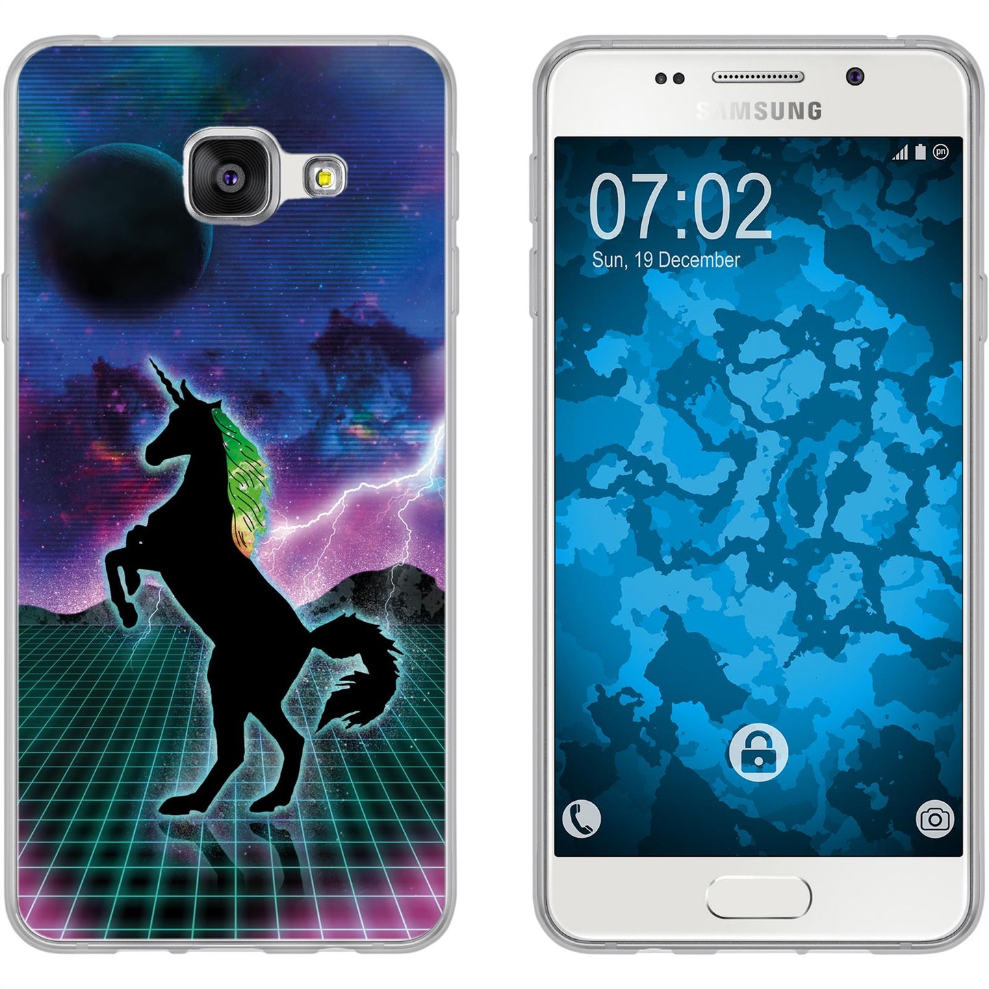 Galaxy A3 (2016) A310 Silikon-Hülle Retro Wave Einhorn M2 Ca