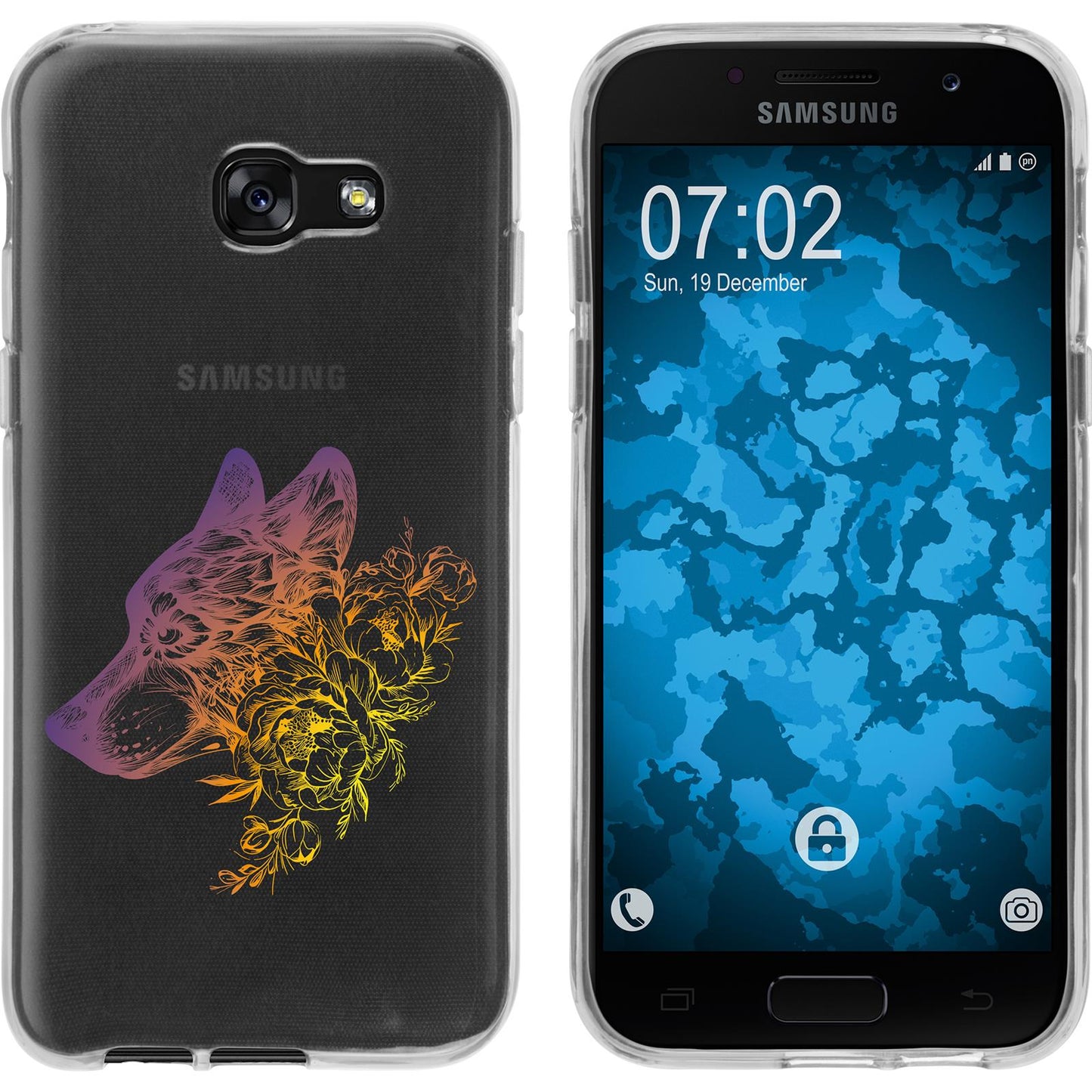 Galaxy A5 2017 Silikon-Hülle Floral Wolf M3-3 Case