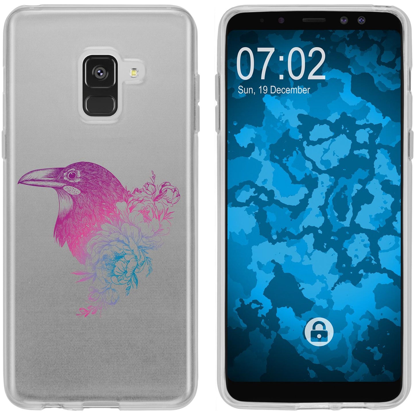 Galaxy A8 Plus (2018) Silikon-Hülle Floral Rabe M4-6 Case