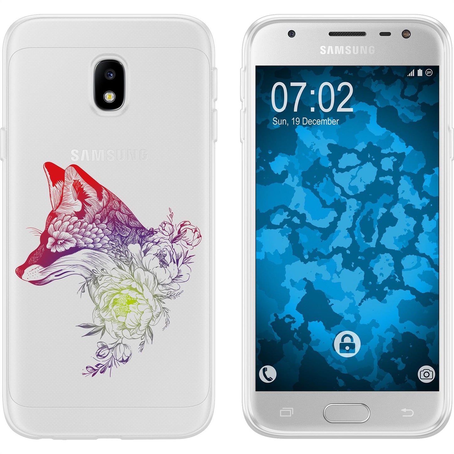 Galaxy J3 2017 Silikon-Hülle Floral Fuchs M1-5 Case