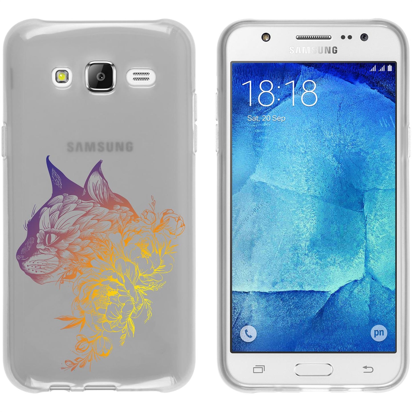 Galaxy J5 (2015 - J500) Silikon-Hülle Floral Katze M2-3 Case