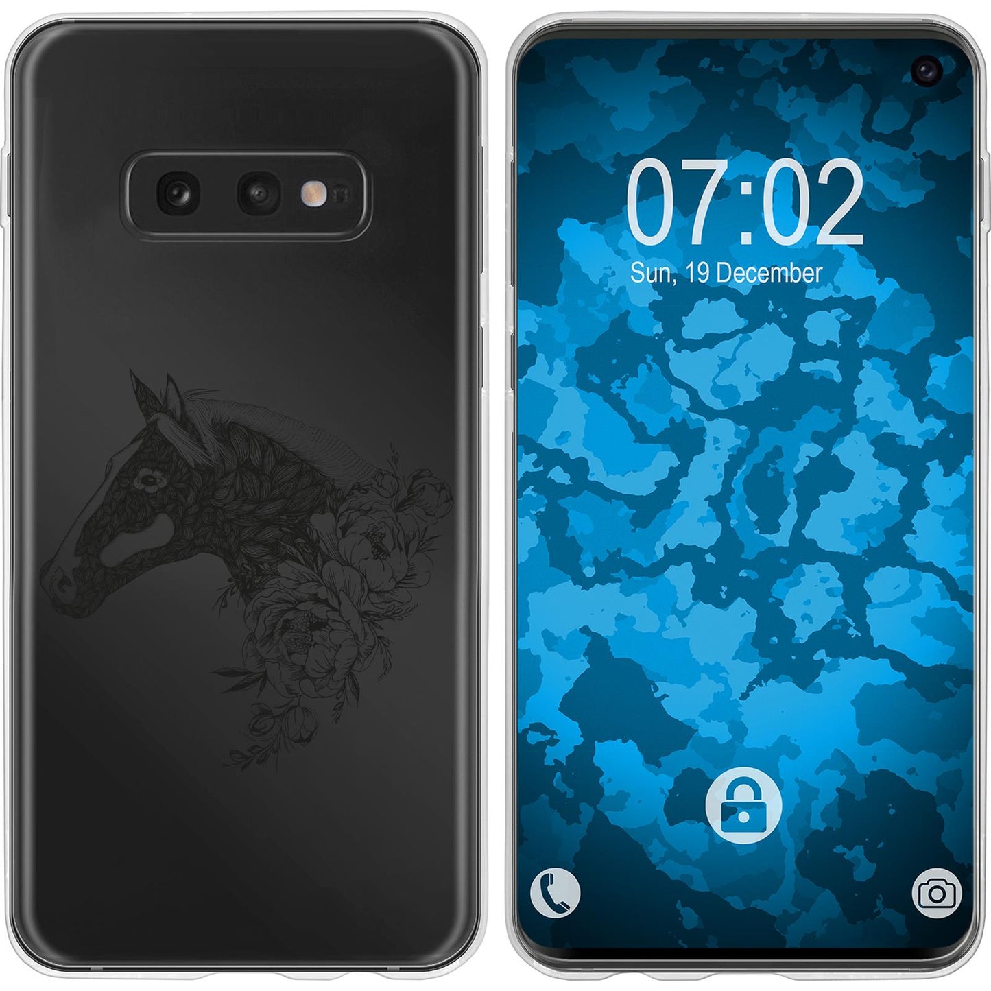 Galaxy S10e Silikon-Hülle Floral Pferd M5-1 Case