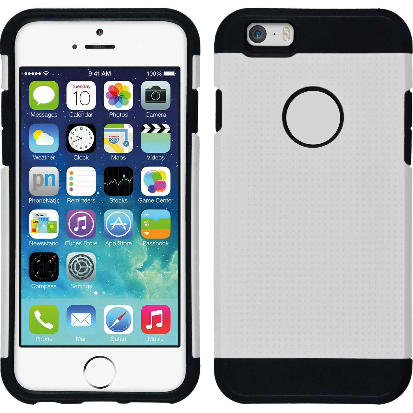 Hybridhülle für Apple iPhone 6s / 6 ShockProof Holes weifl