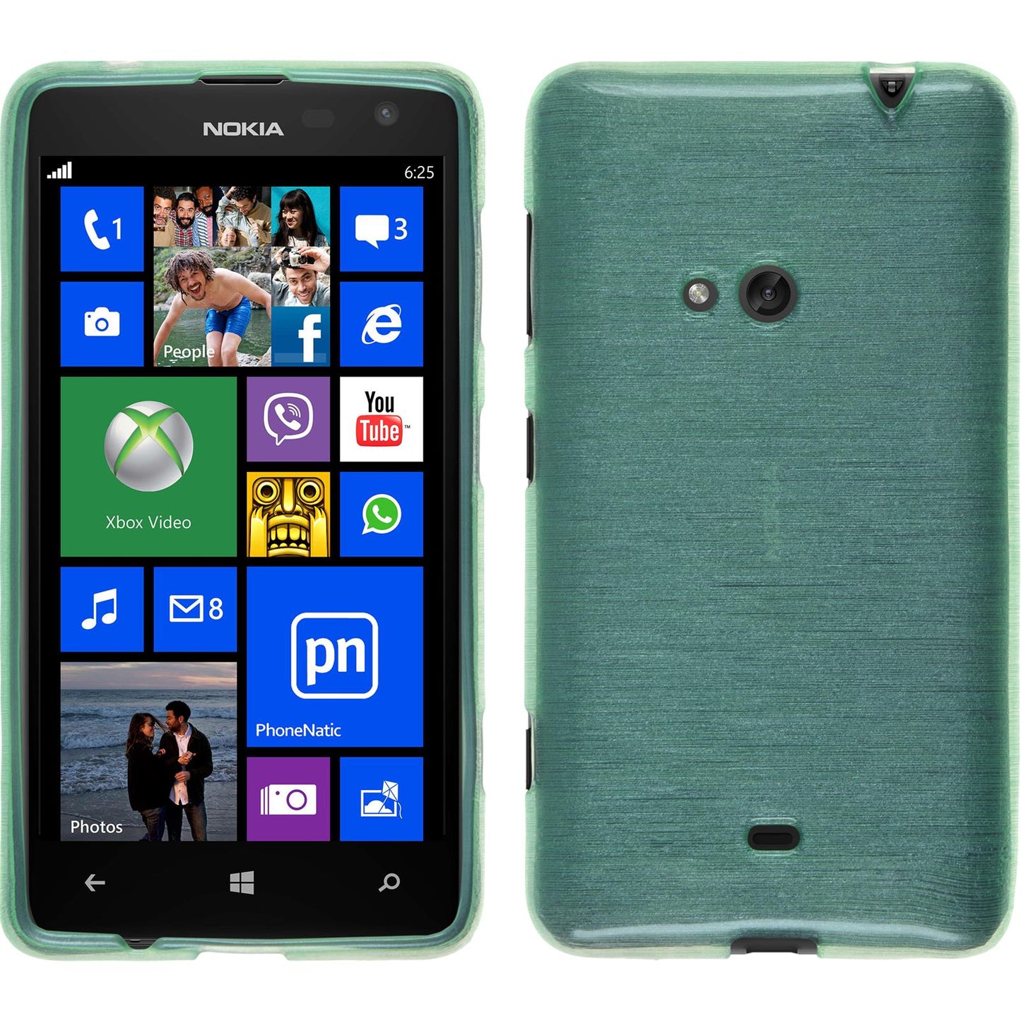 PhoneNatic Case kompatibel mit Nokia Lumia 625 - grün Silikon Hülle brushed + 2 Schutzfolien