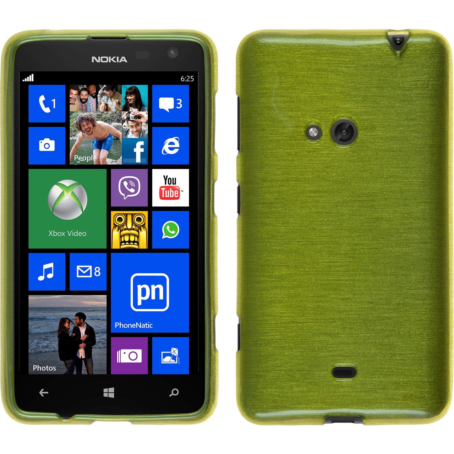 PhoneNatic Case kompatibel mit Nokia Lumia 625 - pastellgrün Silikon Hülle brushed + 2 Schutzfolien