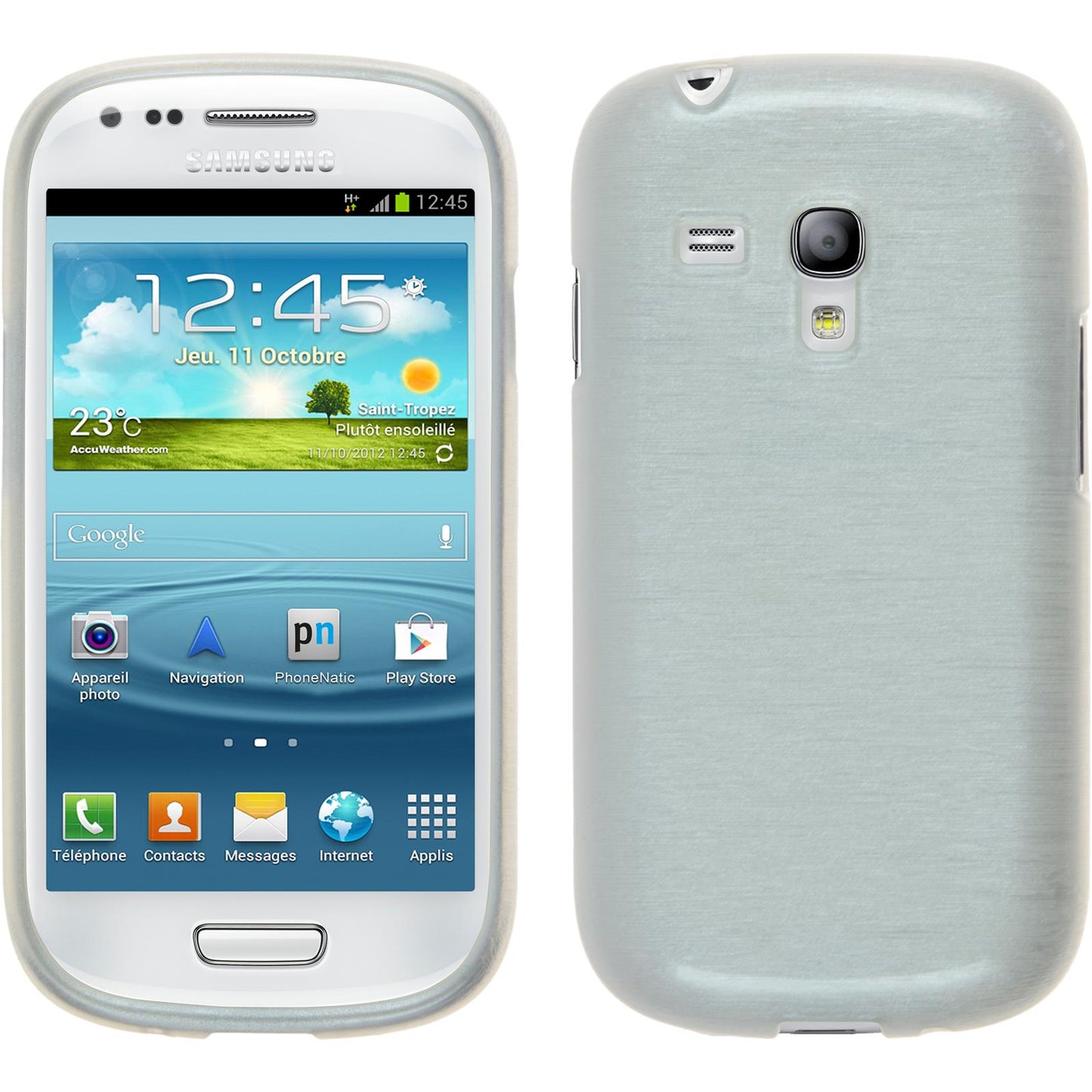 PhoneNatic Case kompatibel mit Samsung Galaxy S3 Mini - weifl Silikon Hülle brushed Cover