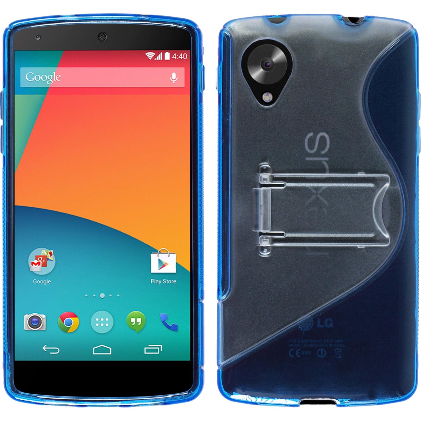 PhoneNatic Case kompatibel mit Google Nexus 5 - blau Silikon Hülle + 2 Schutzfolien