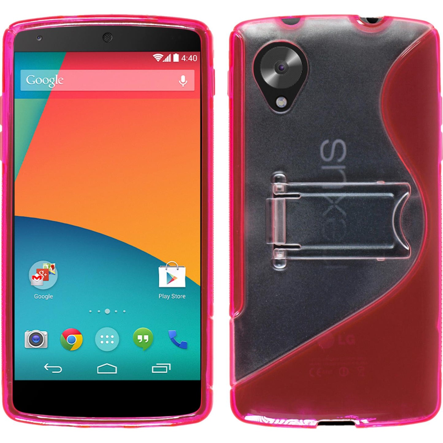 PhoneNatic Case kompatibel mit Google Nexus 5 - pink Silikon Hülle + 2 Schutzfolien