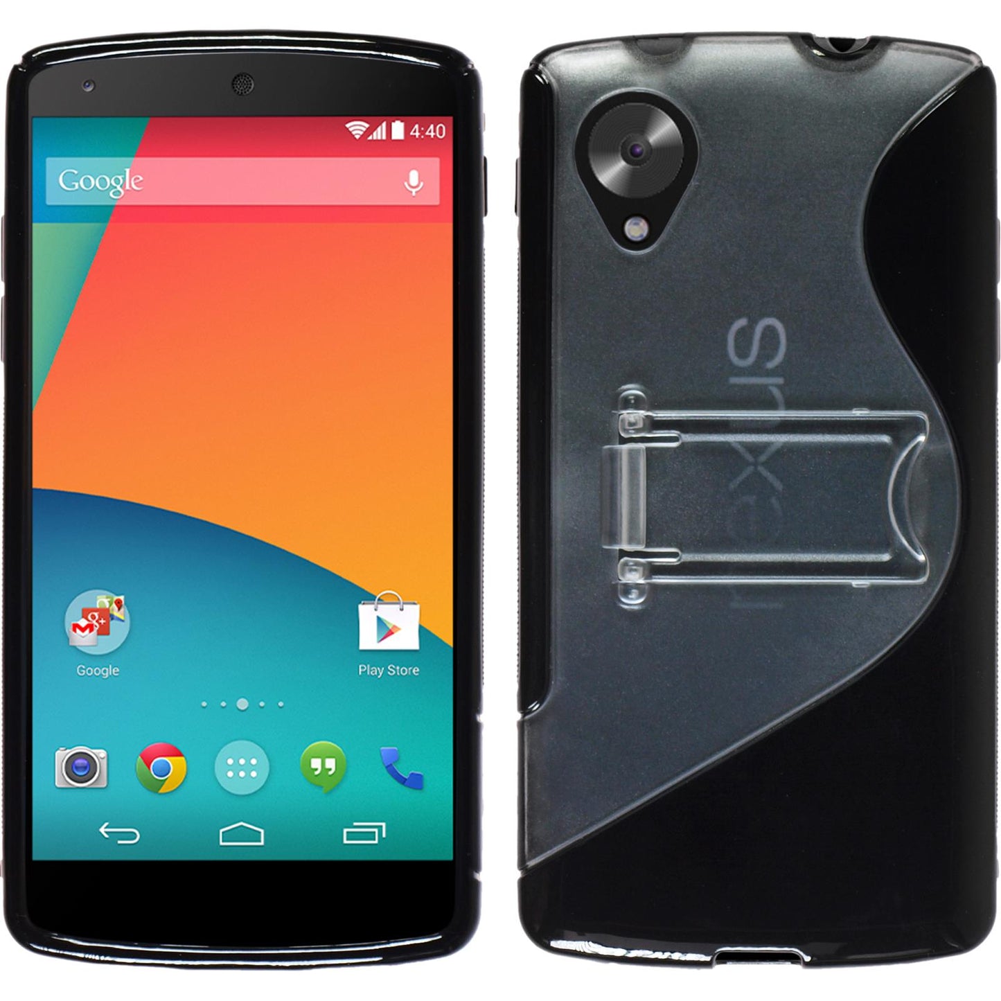 PhoneNatic Case kompatibel mit Google Nexus 5 - schwarz Silikon Hülle + 2 Schutzfolien