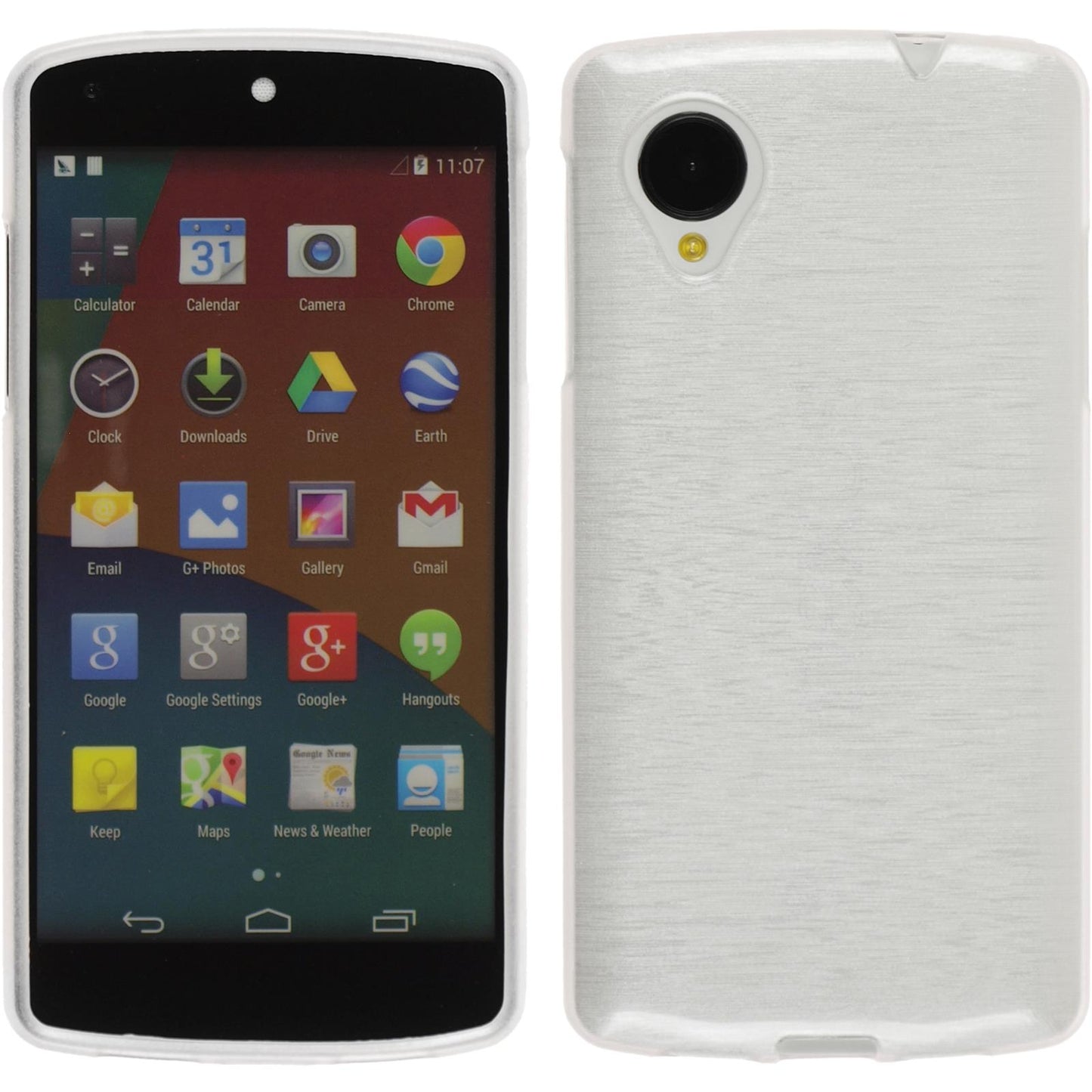 PhoneNatic Case kompatibel mit Google Nexus 5 - weifl Silikon Hülle brushed + 2 Schutzfolien