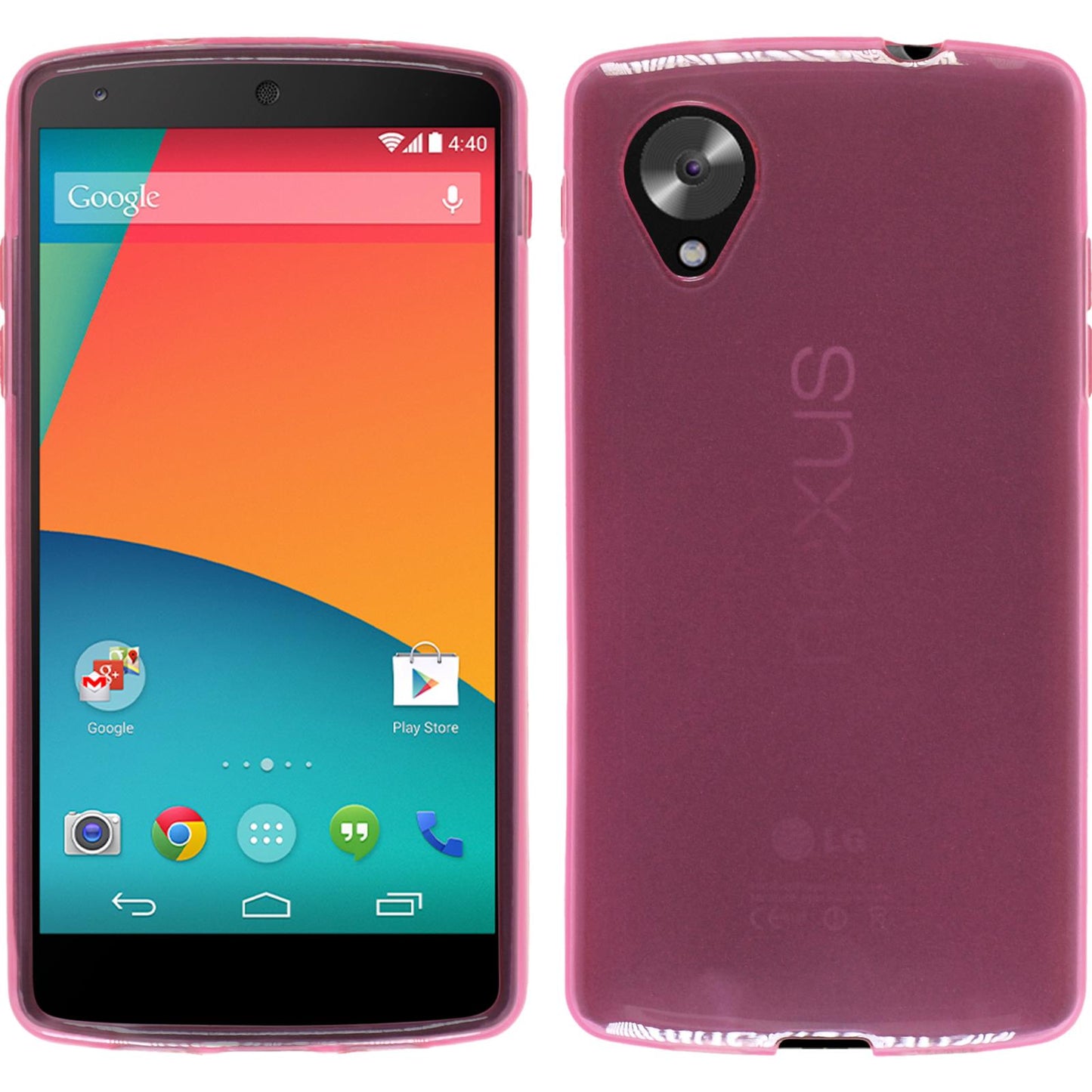 PhoneNatic Case kompatibel mit Google Nexus 5 - rosa Silikon Hülle transparent + 2 Schutzfolien