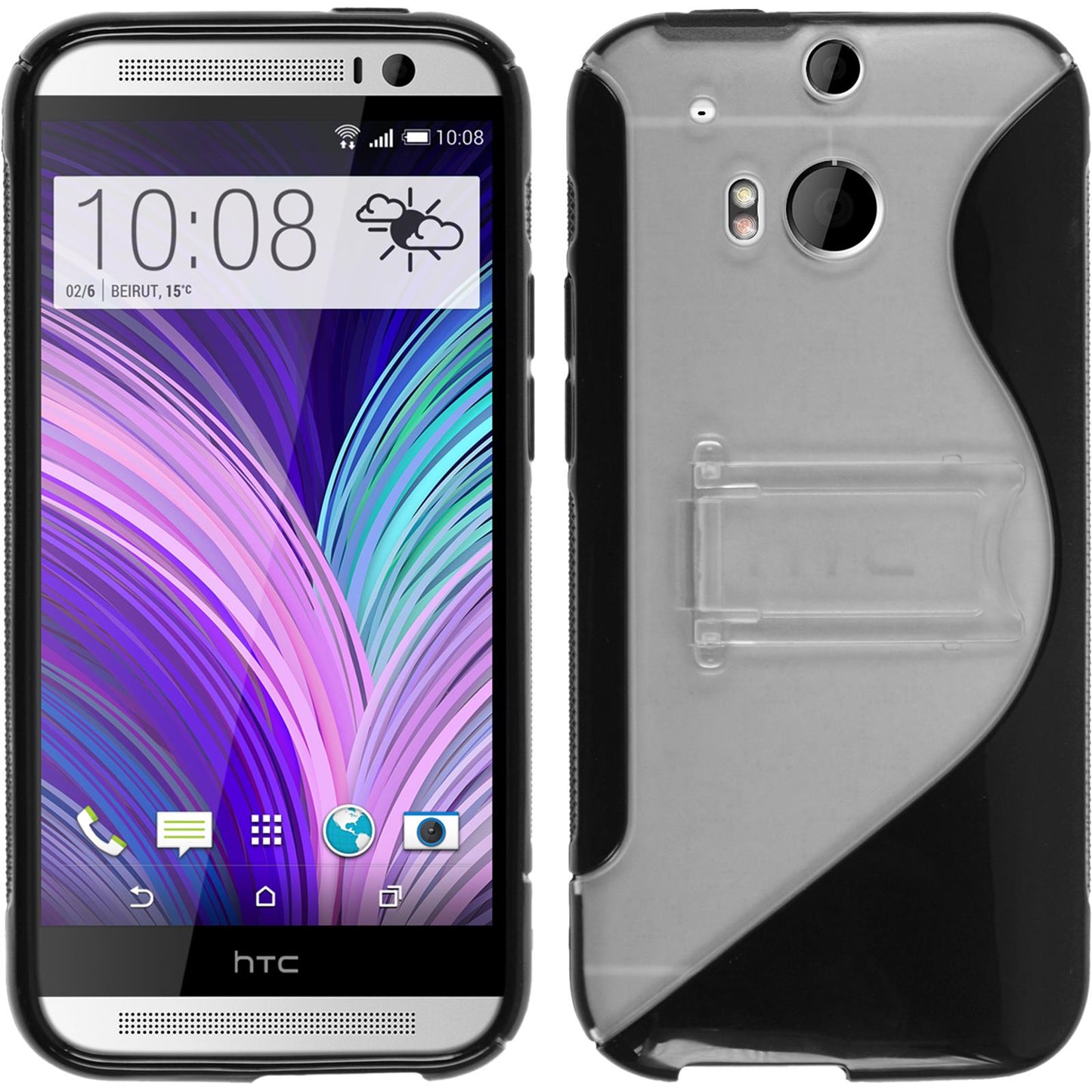PhoneNatic Case kompatibel mit HTC One M8 - schwarz Silikon Hülle + 2 Schutzfolien